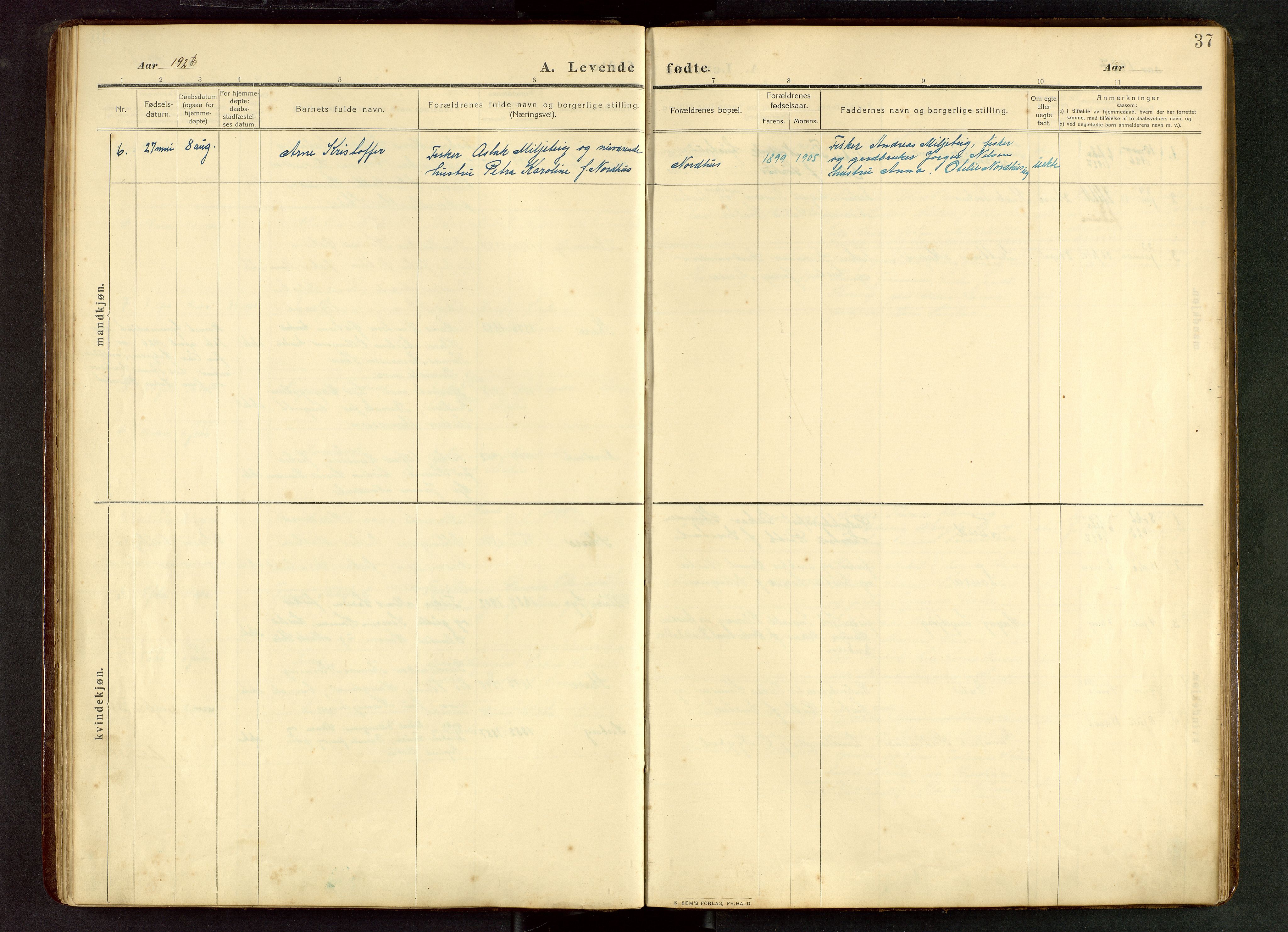 Torvastad sokneprestkontor, AV/SAST-A -101857/H/Ha/Hab/L0012: Klokkerbok nr. B 12, 1909-1945, s. 37