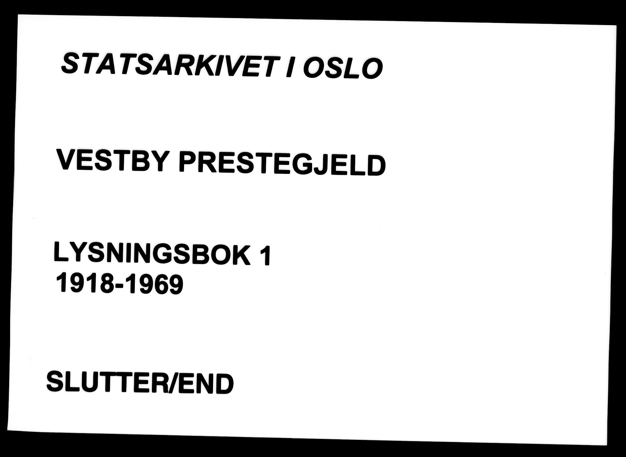 Vestby prestekontor Kirkebøker, AV/SAO-A-10893/H/Ha/L0001: Lysningsprotokoll nr. 1, 1918-1969