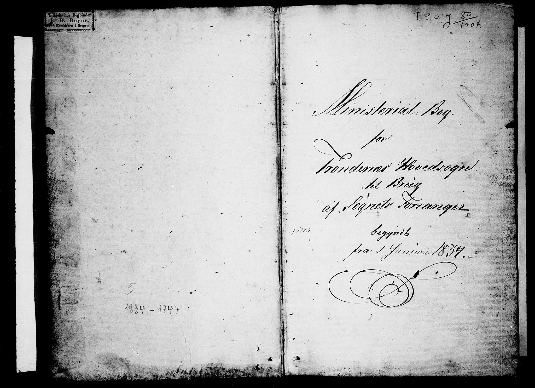 Trondenes sokneprestkontor, SATØ/S-1319/H/Hb/L0005klokker: Klokkerbok nr. 5, 1834-1845