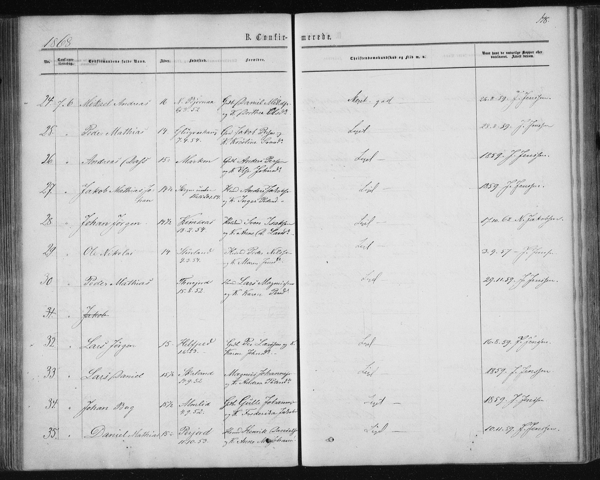 Ministerialprotokoller, klokkerbøker og fødselsregistre - Nordland, AV/SAT-A-1459/820/L0294: Ministerialbok nr. 820A15, 1866-1879, s. 178