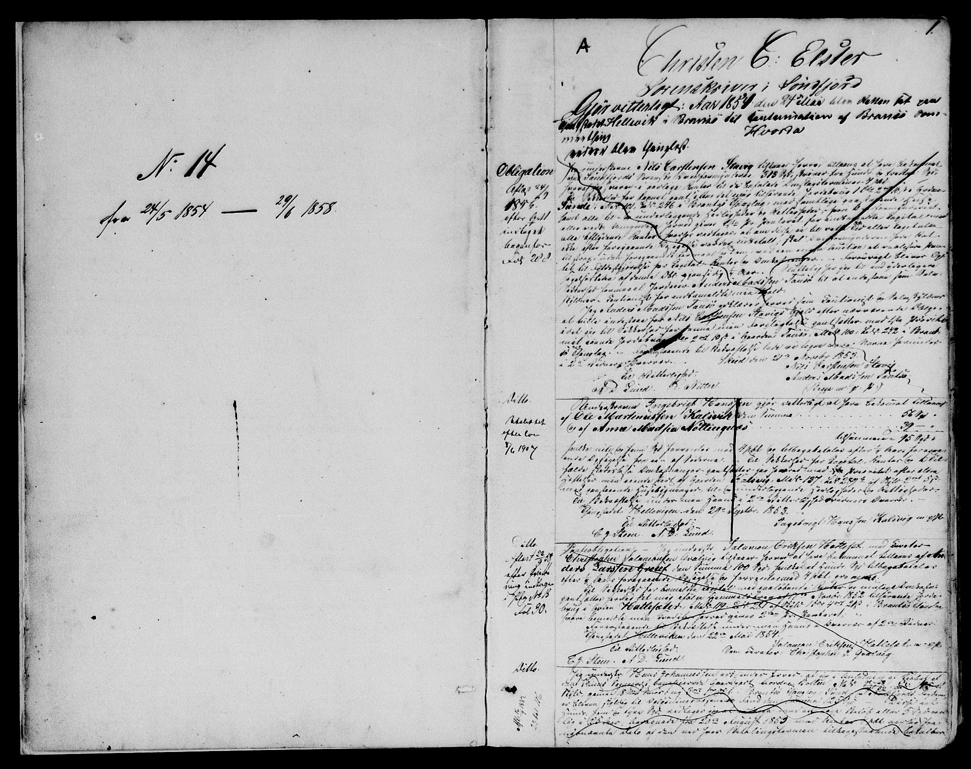 Sunnfjord tingrett, AV/SAB-A-3201/1/G/Gb/Gba/L0014: Pantebok nr. II.B.14, 1854-1858, s. 1