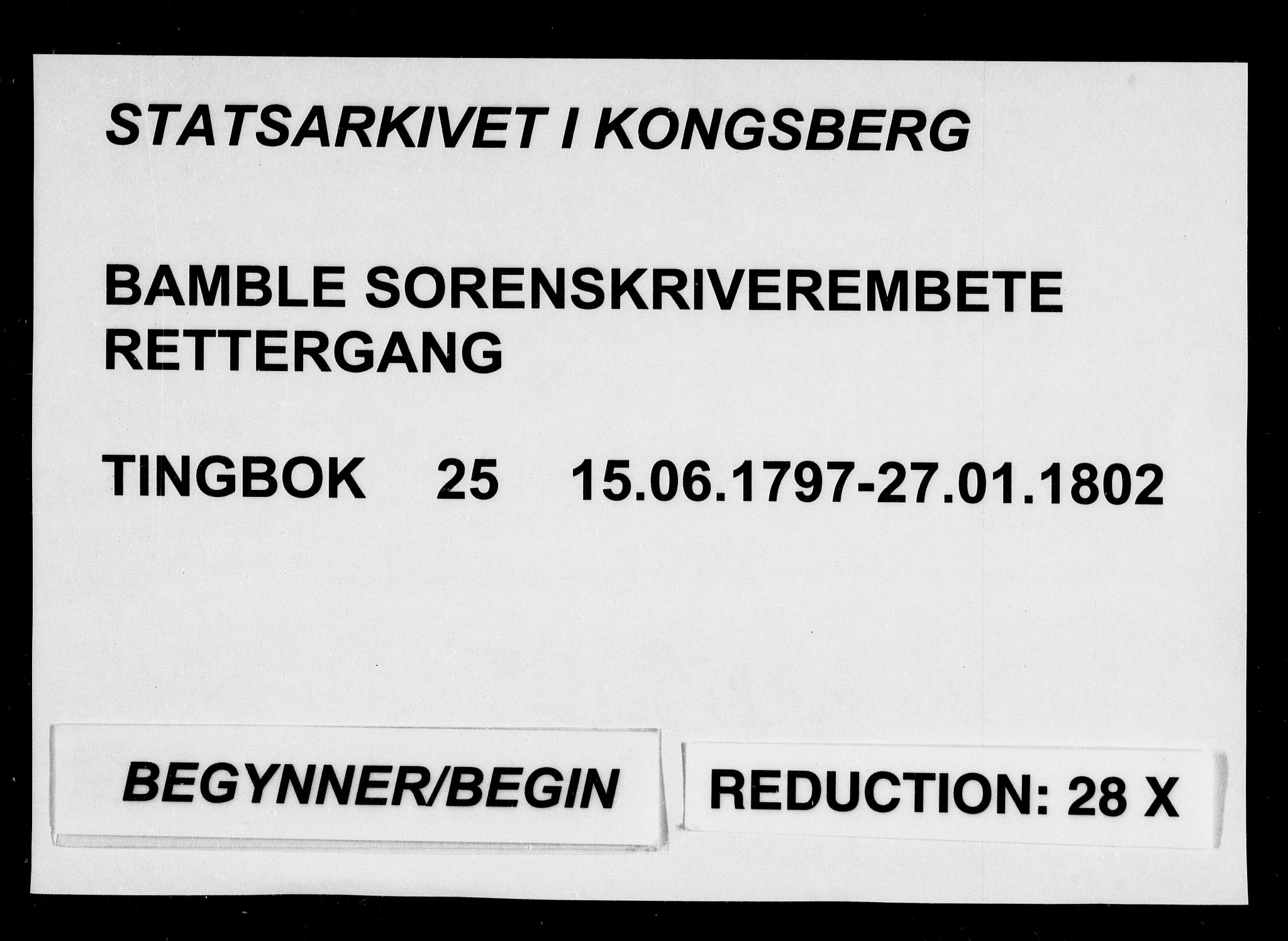 Bamble sorenskriveri, AV/SAKO-A-214/F/Fa/Faa/L0025: Tingbok, 1797-1802