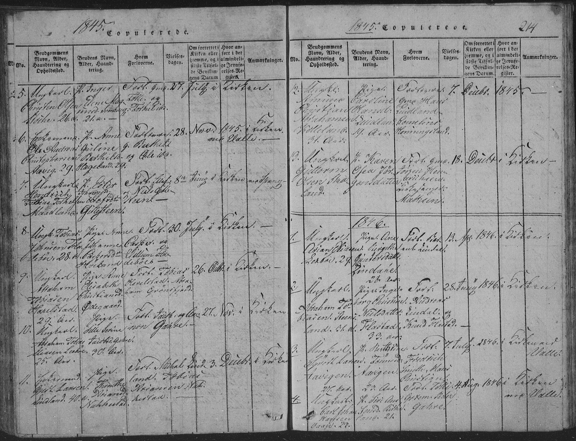Sør-Audnedal sokneprestkontor, AV/SAK-1111-0039/F/Fb/Fba/L0001: Klokkerbok nr. B 1, 1815-1850, s. 214