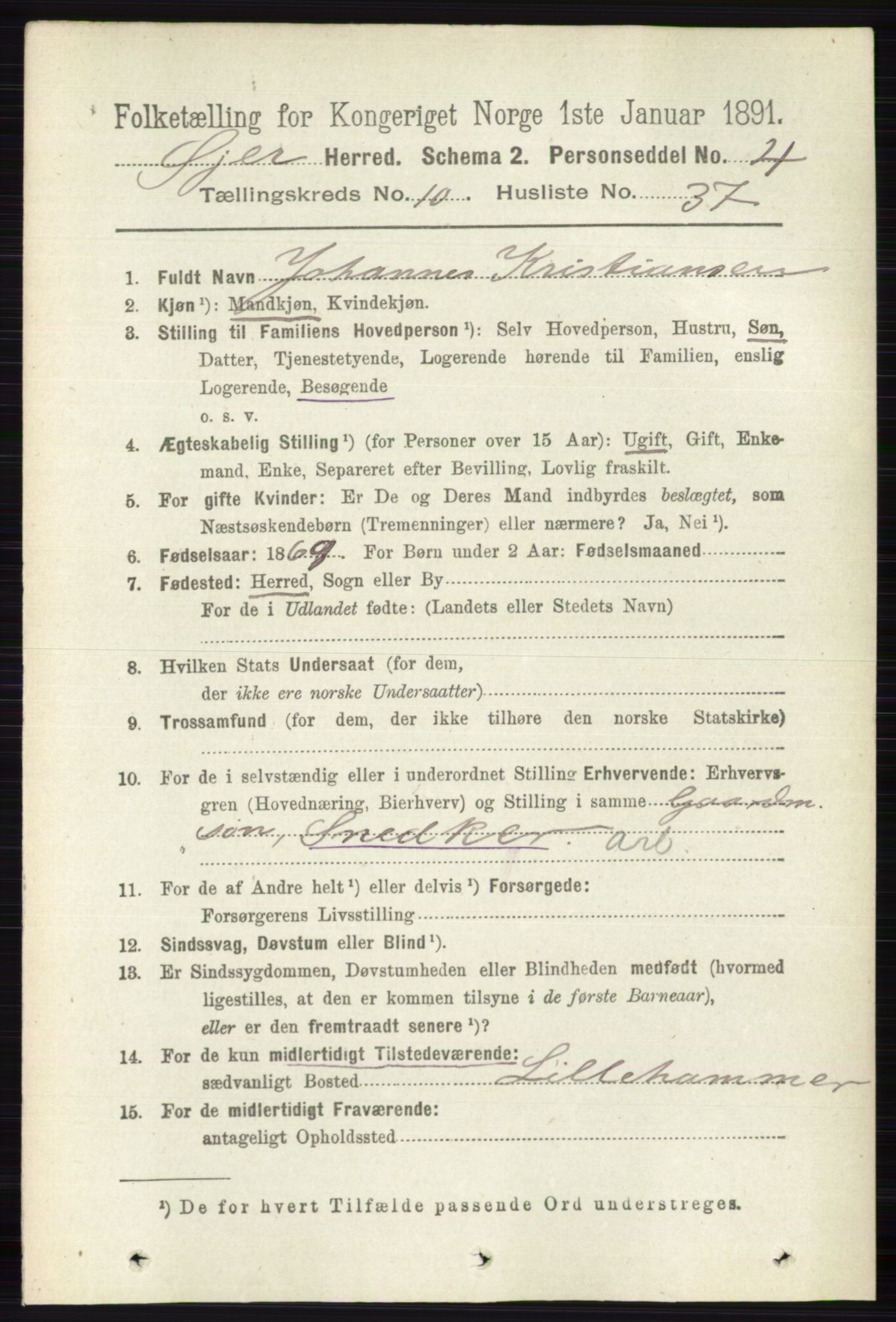 RA, Folketelling 1891 for 0521 Øyer herred, 1891, s. 3733