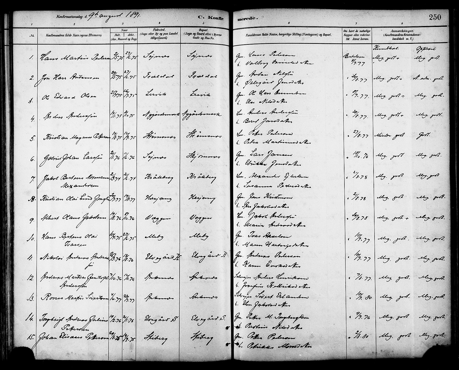 Ministerialprotokoller, klokkerbøker og fødselsregistre - Nordland, SAT/A-1459/866/L0938: Ministerialbok nr. 866A01, 1879-1893, s. 250