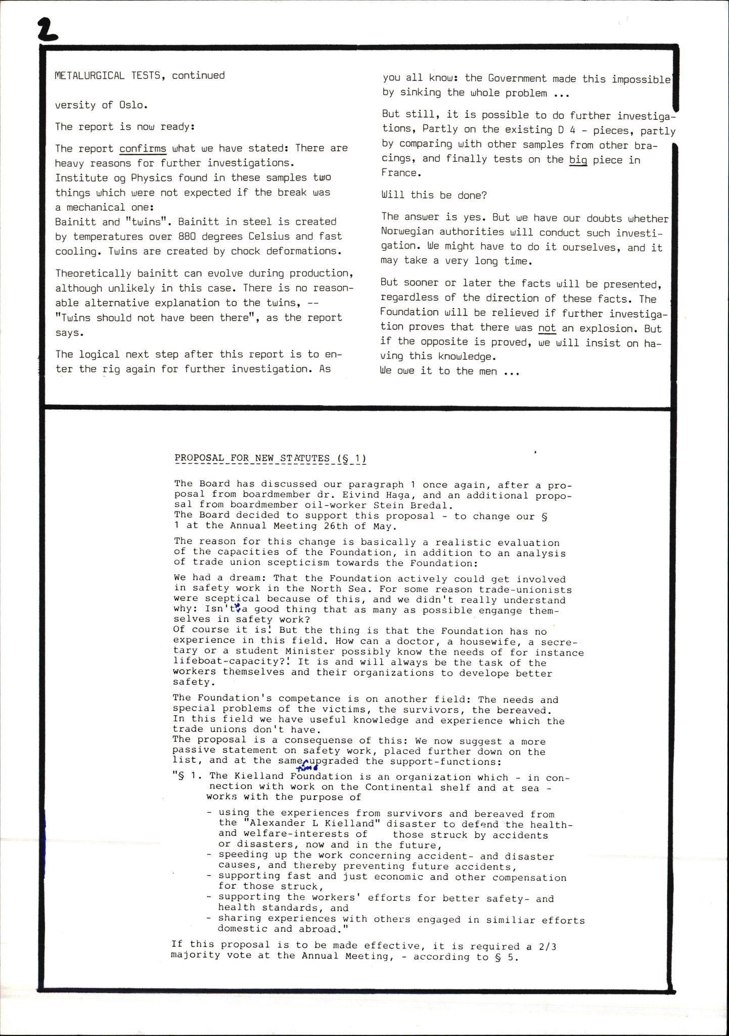 Pa 1660 - Kielland- fondet, AV/SAST-A-102242/X/Xa/L0001: Rapport til overlevende og etterlatte/ Kielland Bulletin, 1980-1998