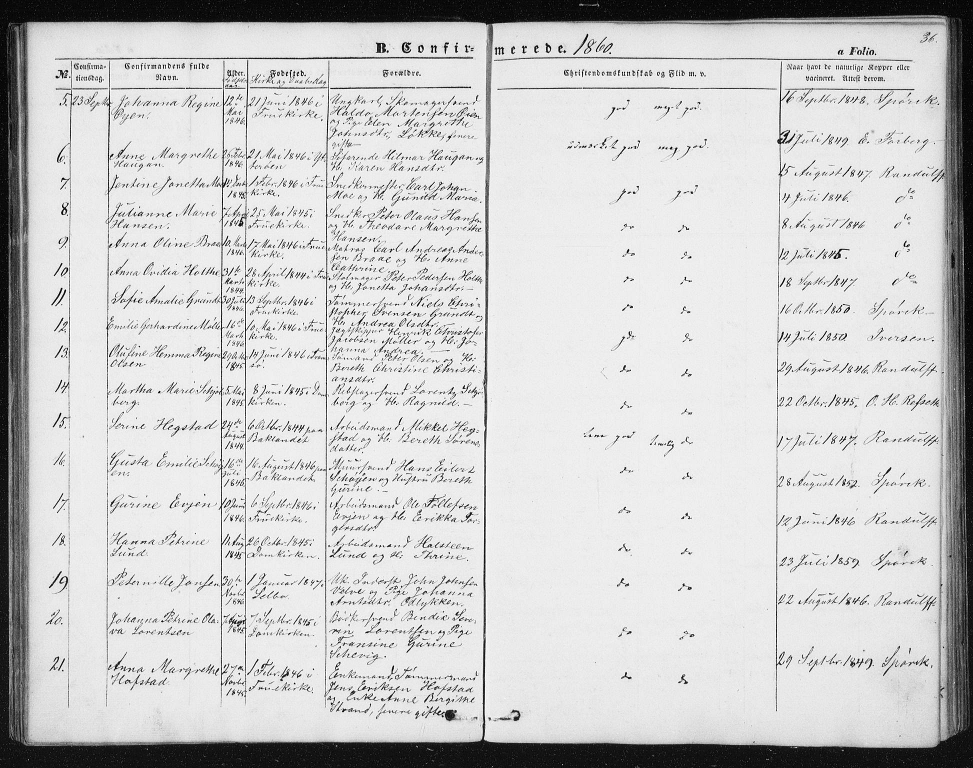 Ministerialprotokoller, klokkerbøker og fødselsregistre - Sør-Trøndelag, SAT/A-1456/602/L0114: Ministerialbok nr. 602A12, 1856-1872, s. 36