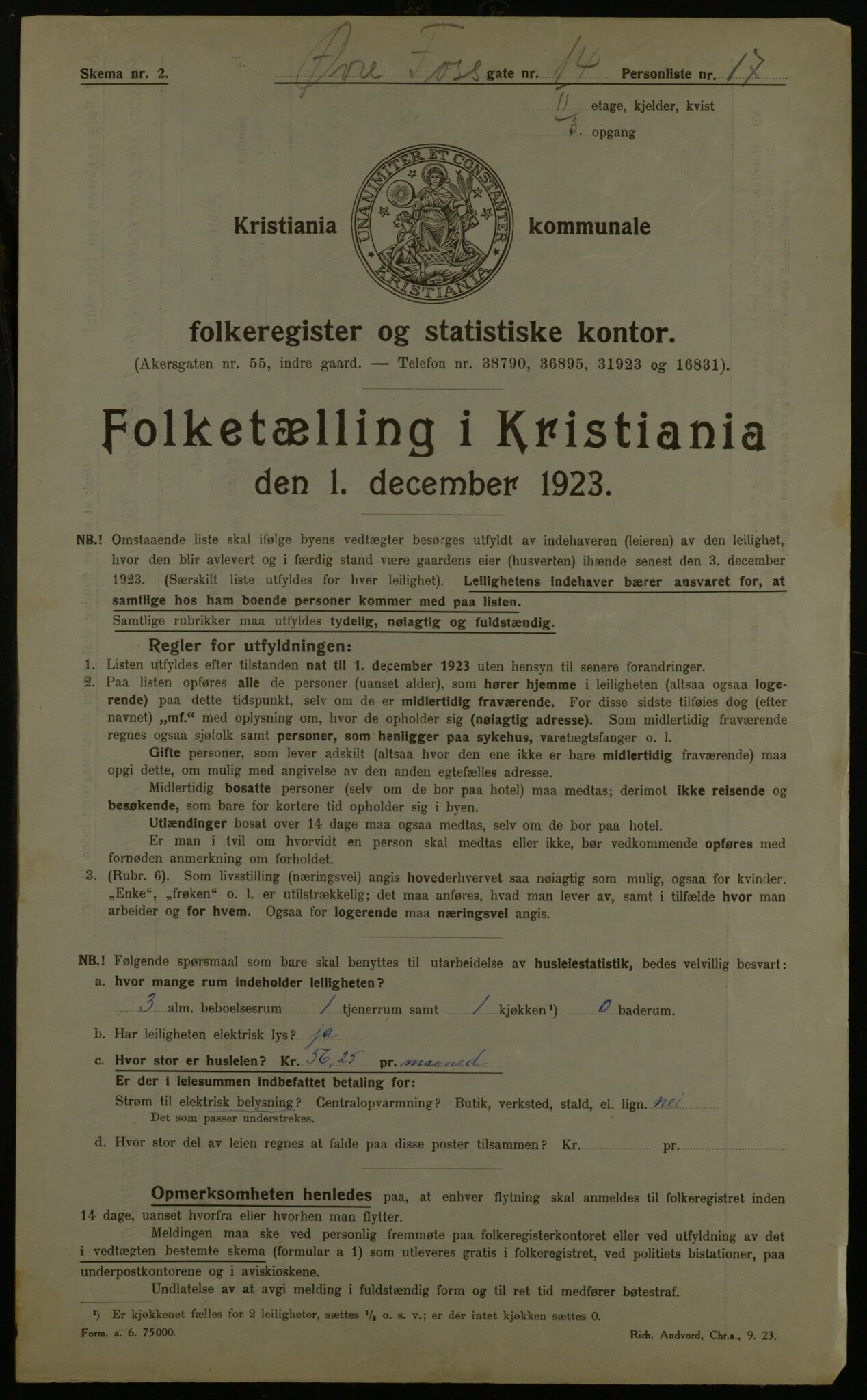 OBA, Kommunal folketelling 1.12.1923 for Kristiania, 1923, s. 143032