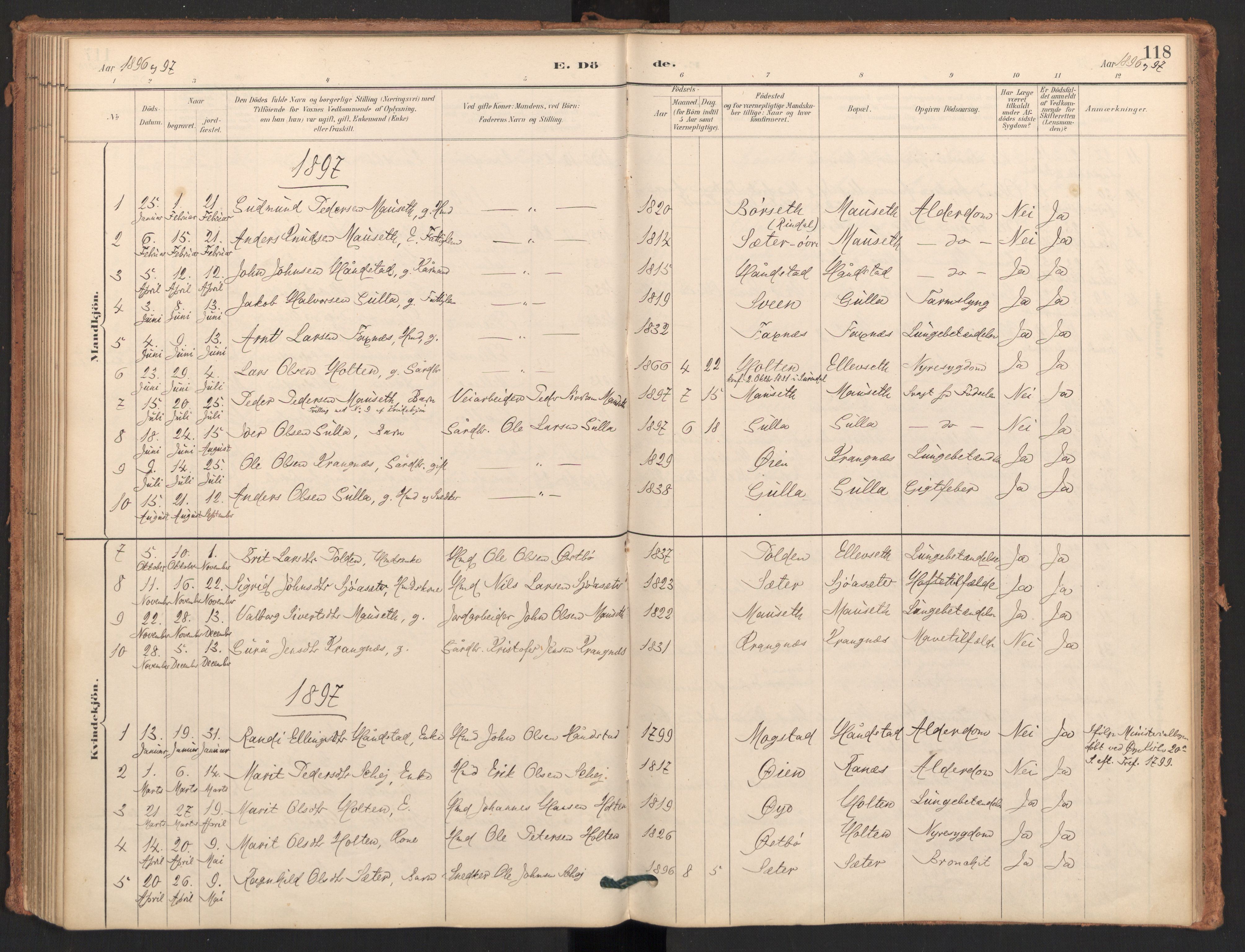 Ministerialprotokoller, klokkerbøker og fødselsregistre - Møre og Romsdal, AV/SAT-A-1454/596/L1056: Ministerialbok nr. 596A01, 1885-1900, s. 118