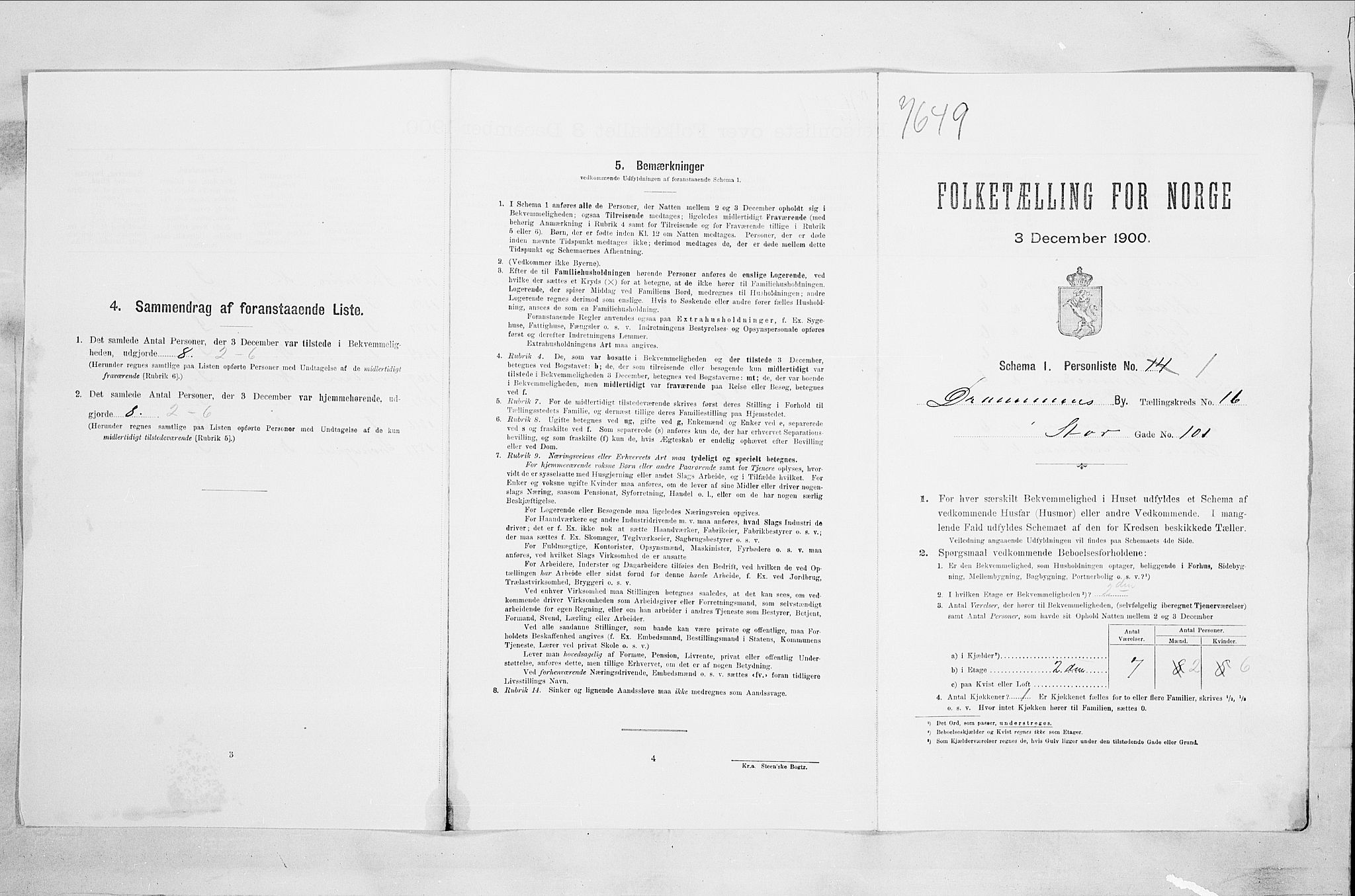 RA, Folketelling 1900 for 0602 Drammen kjøpstad, 1900, s. 3085