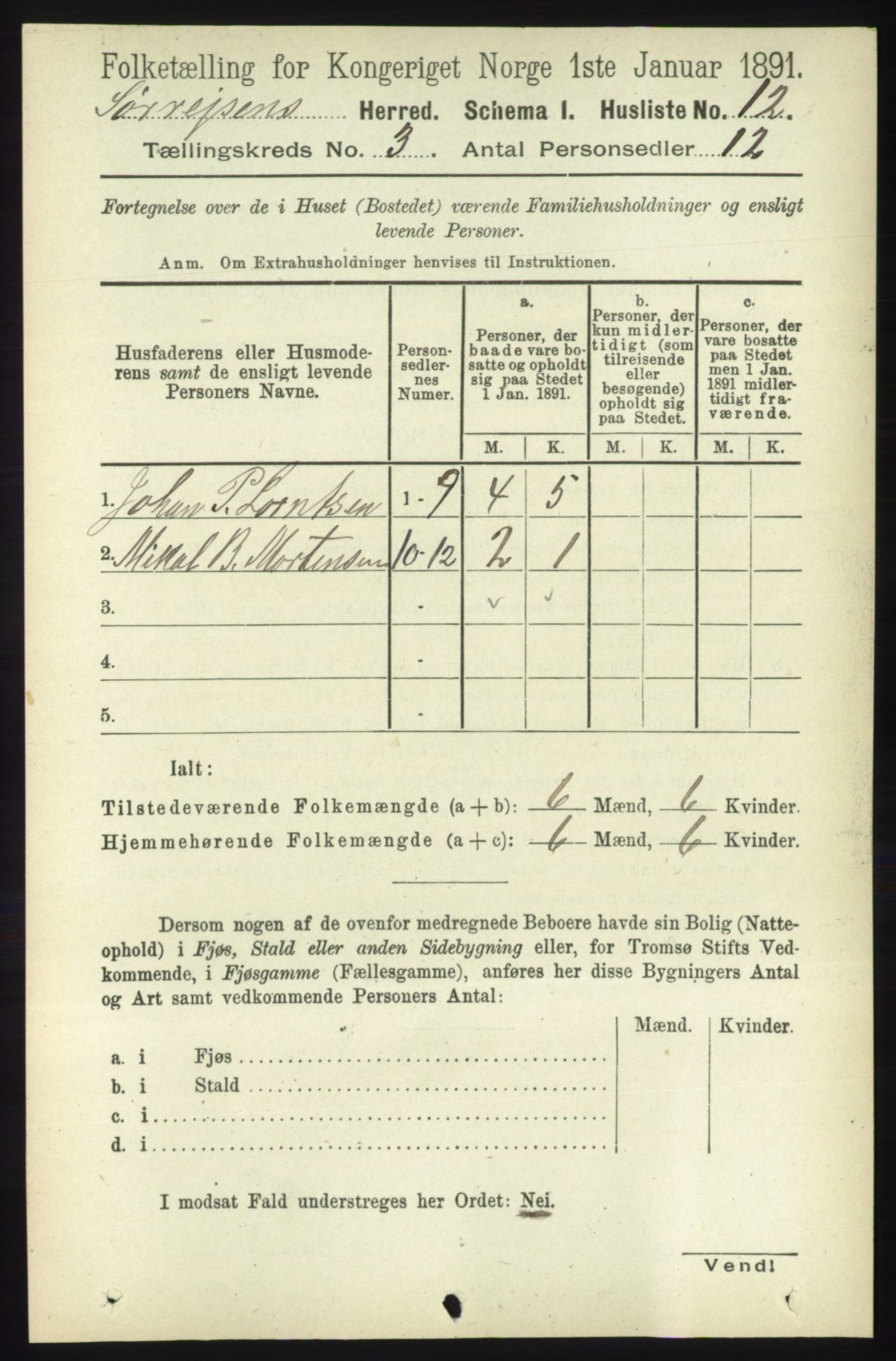 RA, Folketelling 1891 for 1925 Sørreisa herred, 1891, s. 655