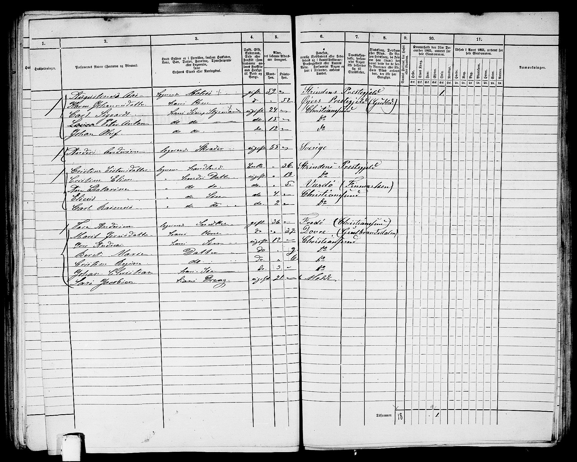 RA, Folketelling 1865 for 1503B Kristiansund prestegjeld, Kristiansund kjøpstad, 1865, s. 447