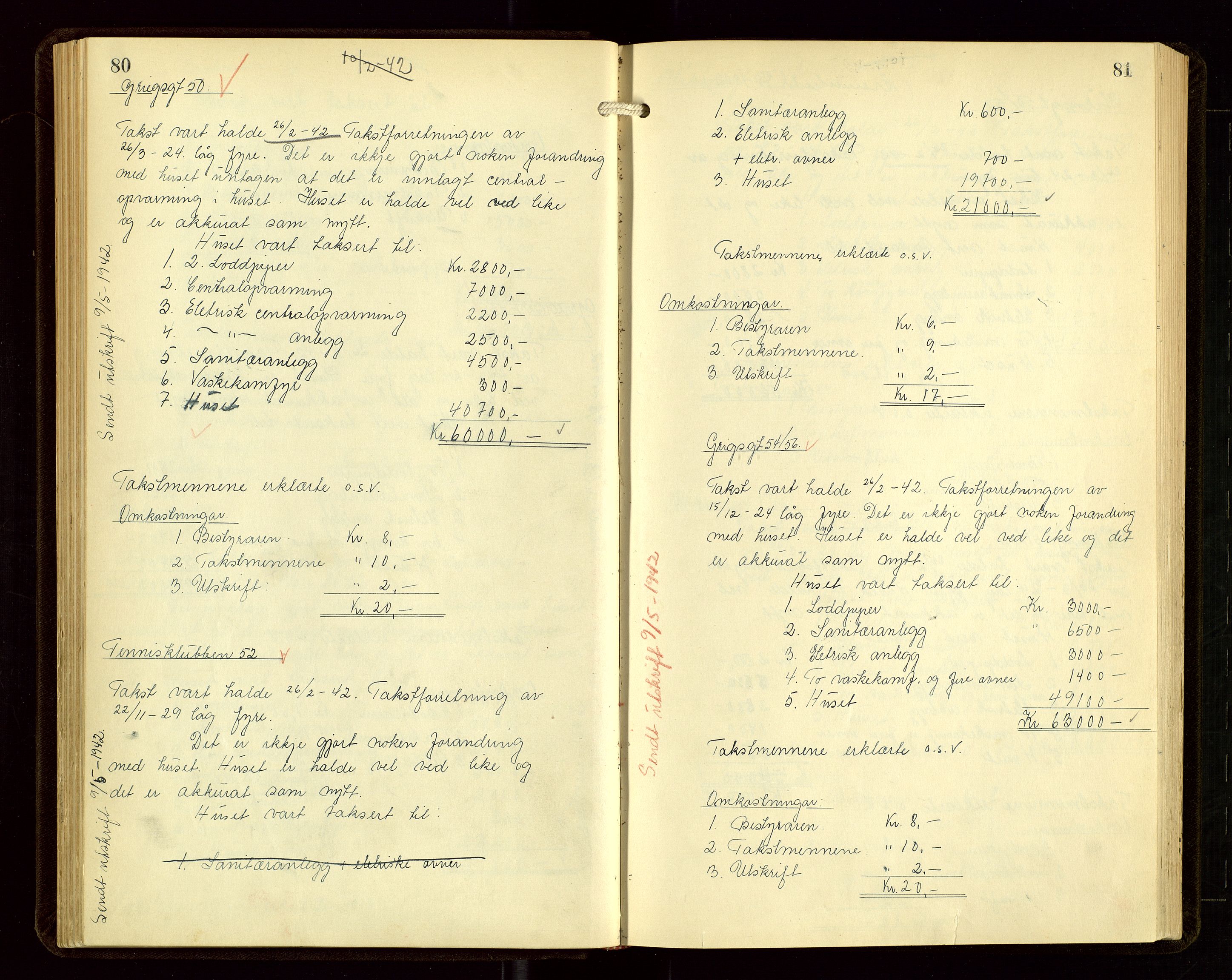 Sauda lensmannskontor, AV/SAST-A-100177/Goa/L0004: "Brandtakstprotokoll for Sauda lensmannsdistrikt", 1934-1946, s. 80-81