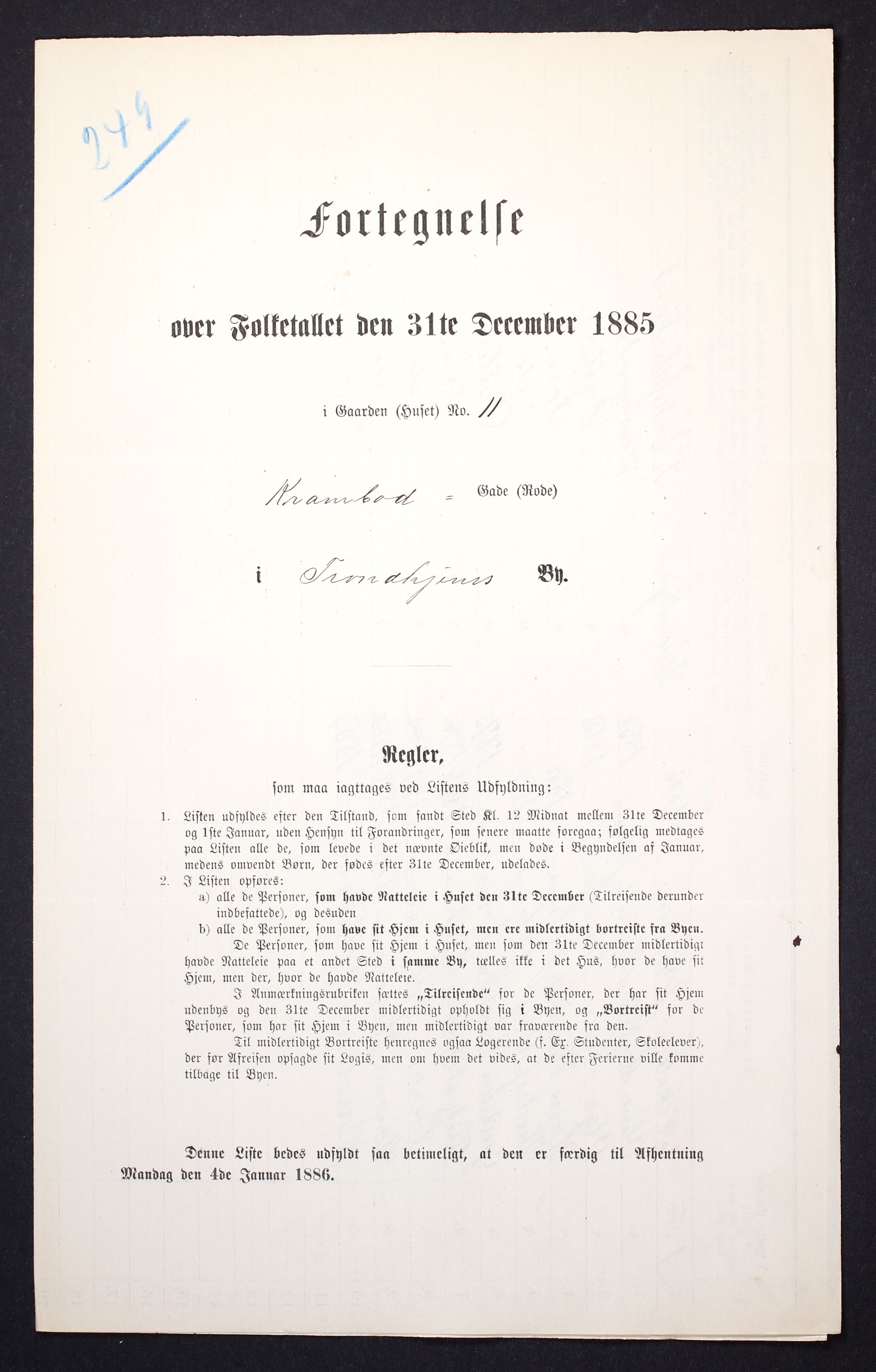 SAT, Folketelling 1885 for 1601 Trondheim kjøpstad, 1885, s. 1056