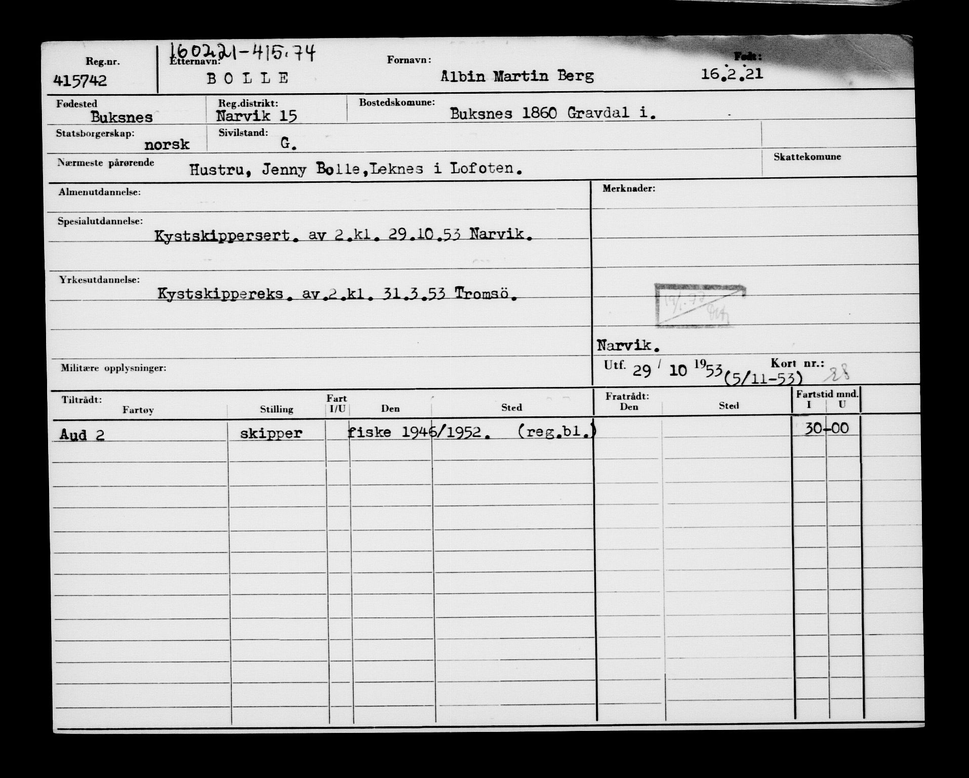 Direktoratet for sjømenn, AV/RA-S-3545/G/Gb/L0190: Hovedkort, 1921, s. 392