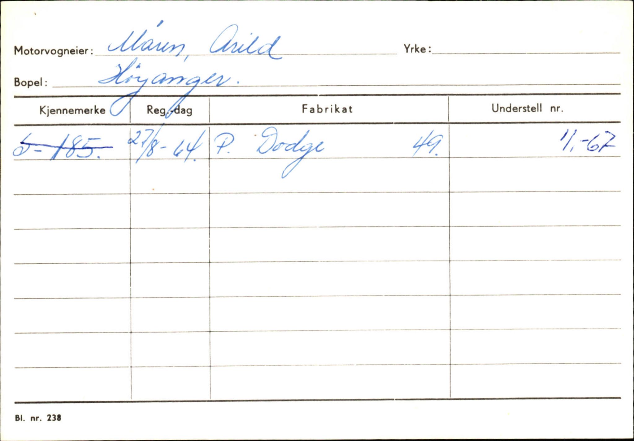 Statens vegvesen, Sogn og Fjordane vegkontor, SAB/A-5301/4/F/L0130: Eigarregister Eid T-Å. Høyanger A-O, 1945-1975, s. 2219