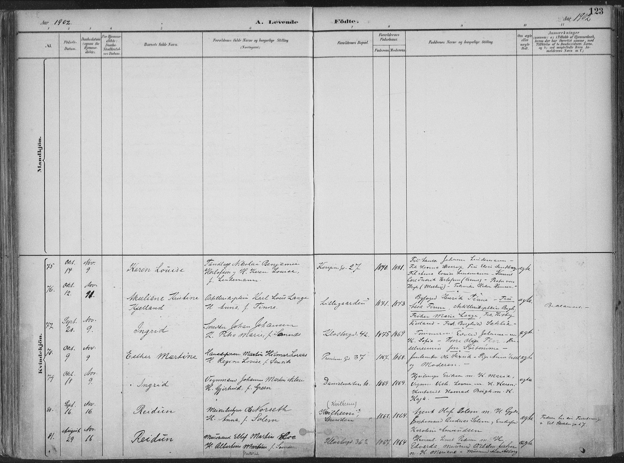 Ministerialprotokoller, klokkerbøker og fødselsregistre - Sør-Trøndelag, SAT/A-1456/601/L0062: Ministerialbok nr. 601A30, 1891-1911, s. 123