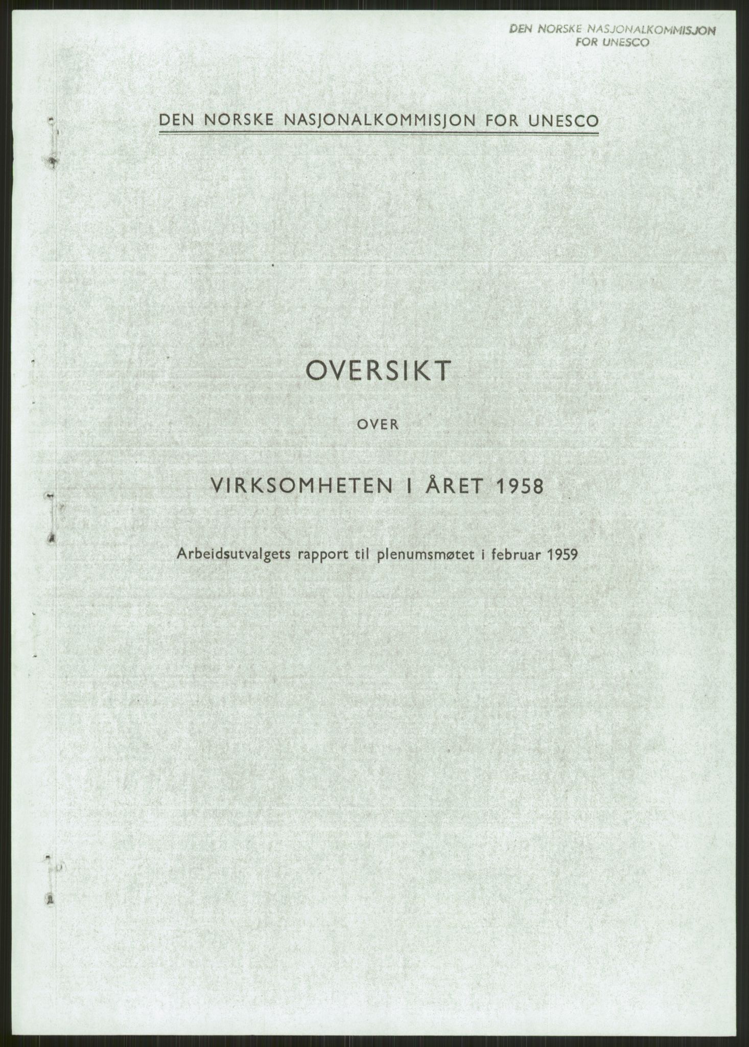 Den norske nasjonalkommisjonen for UNESCO, RA/S-1730/A/Ad/L0001: --, 1953-1981