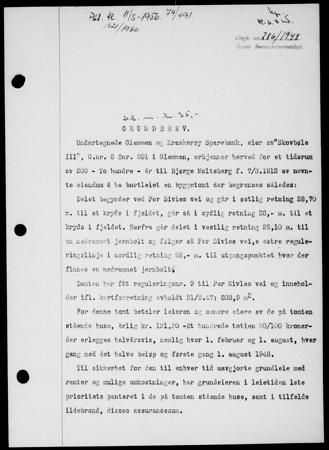 Onsøy sorenskriveri, SAO/A-10474/G/Ga/Gab/L0022: Pantebok nr. II A-22, 1947-1948, Dagboknr: 286/1948