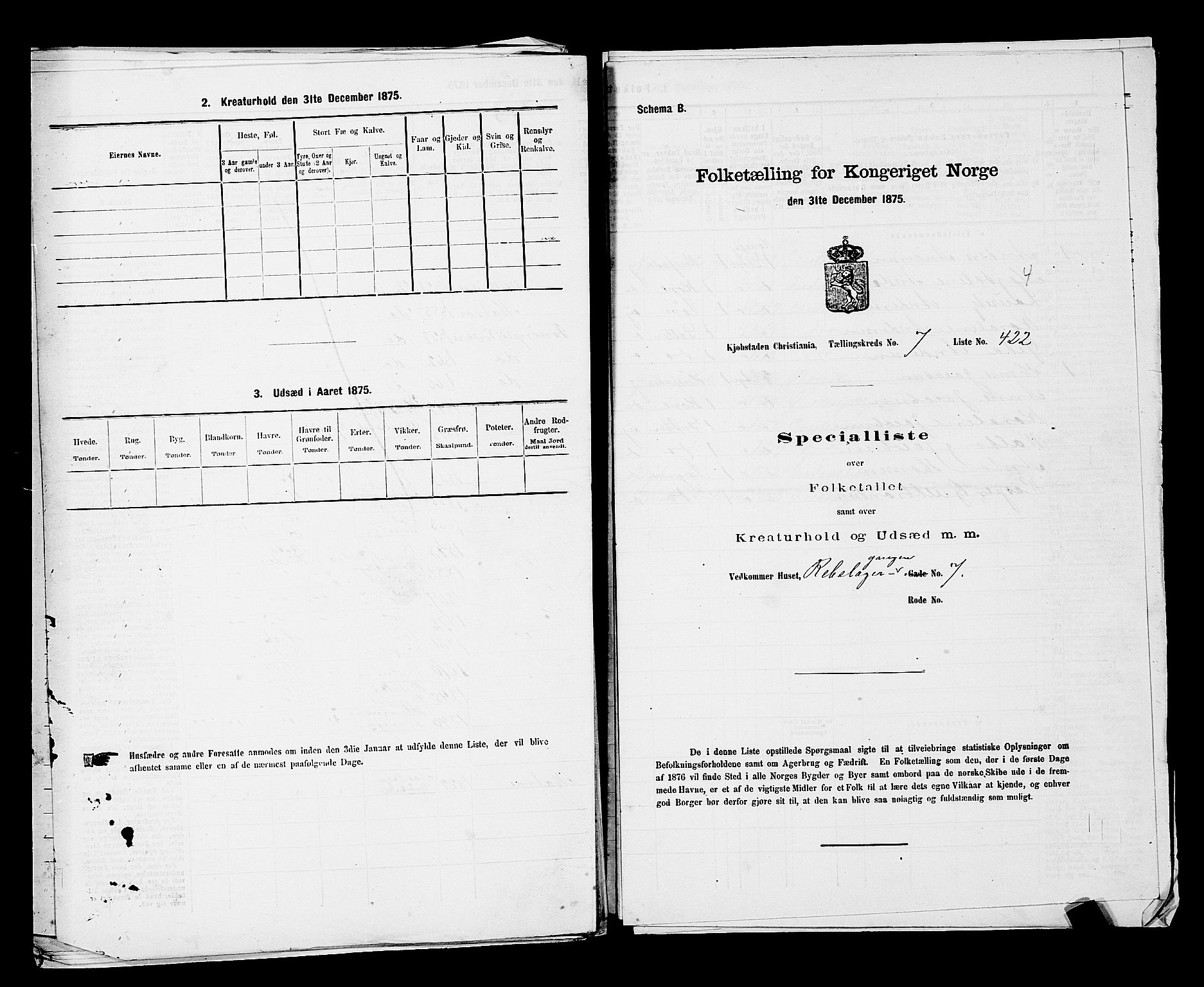 RA, Folketelling 1875 for 0301 Kristiania kjøpstad, 1875, s. 1241