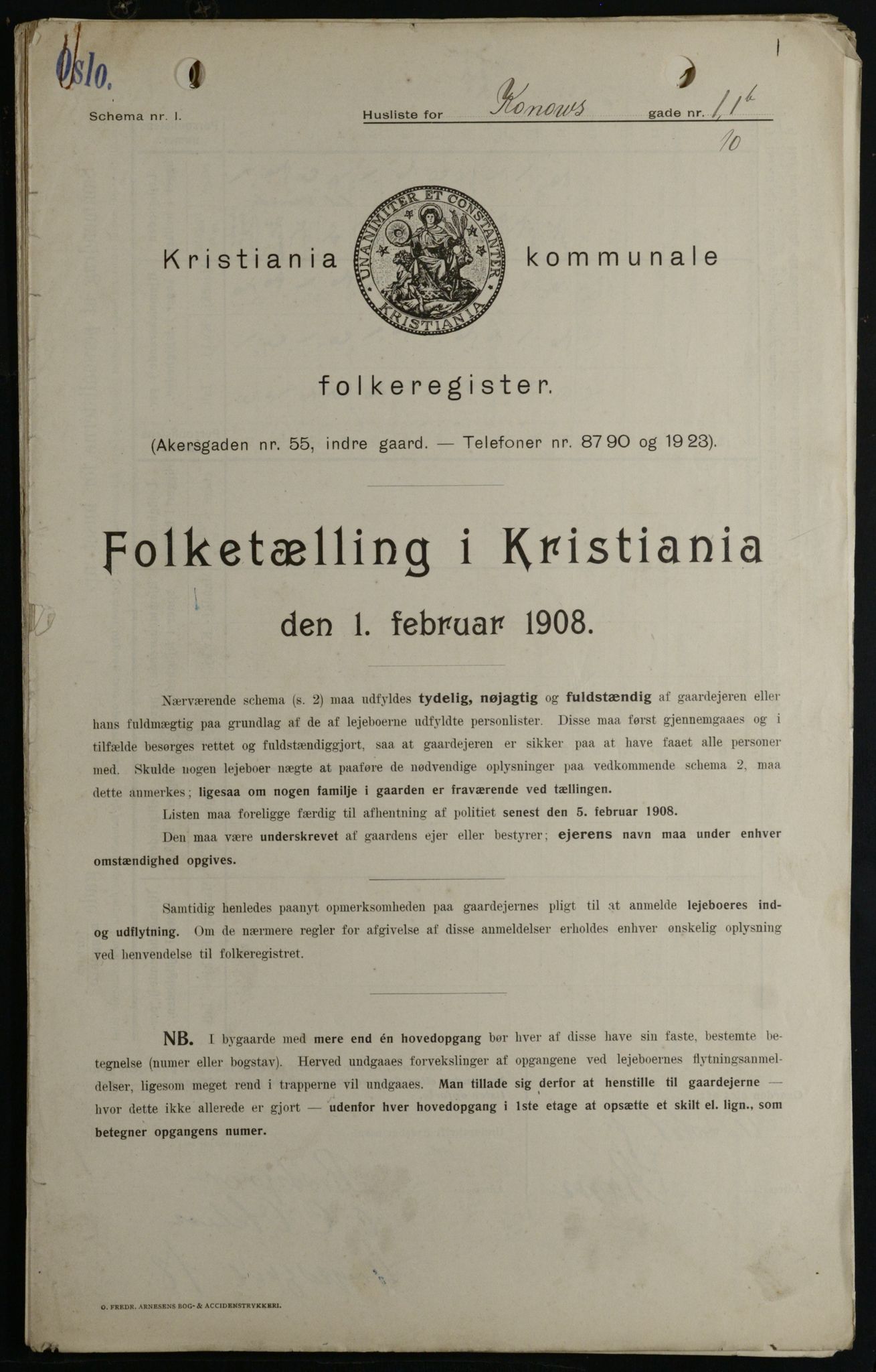 OBA, Kommunal folketelling 1.2.1908 for Kristiania kjøpstad, 1908, s. 47464