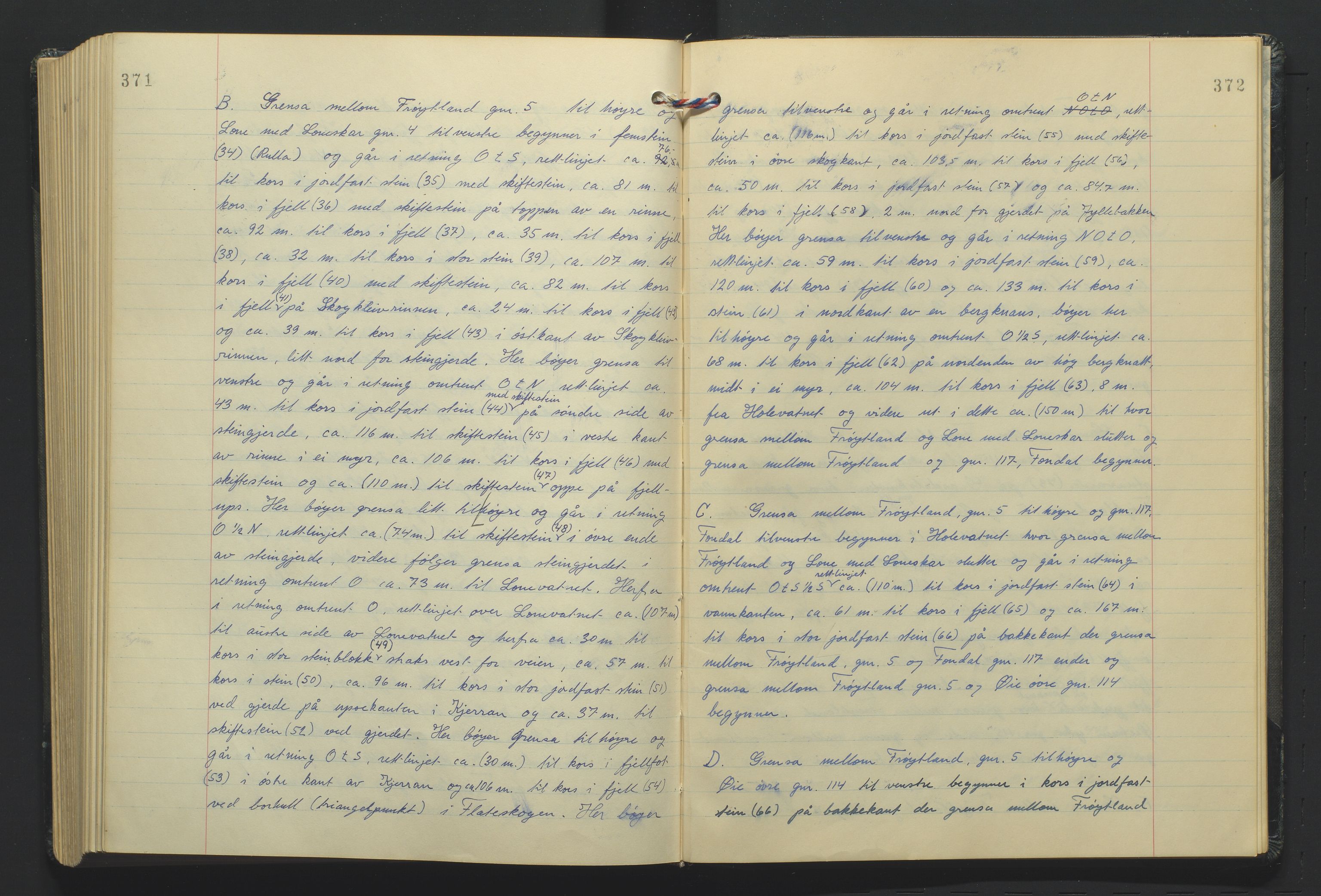 Lista jordskifterett, AV/SAK-1541-0005/F/Fa/L0003: Jordskifterettsbok Flekkefjord domssokn, med gårdsregister nr 9, 1956-1963, s. 371-372