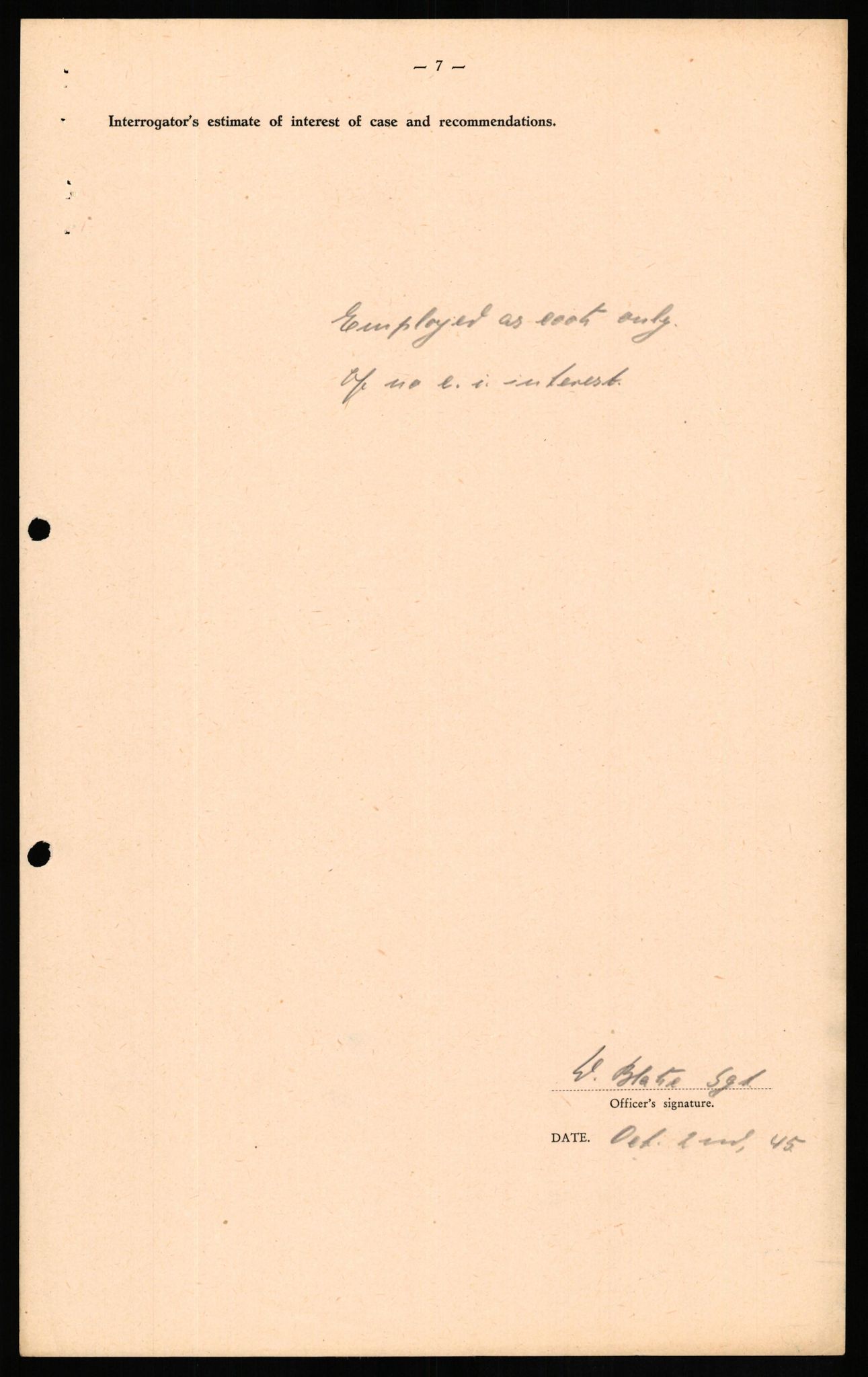 Forsvaret, Forsvarets overkommando II, RA/RAFA-3915/D/Db/L0015: CI Questionaires. Tyske okkupasjonsstyrker i Norge. Tyskere., 1945-1946, s. 455