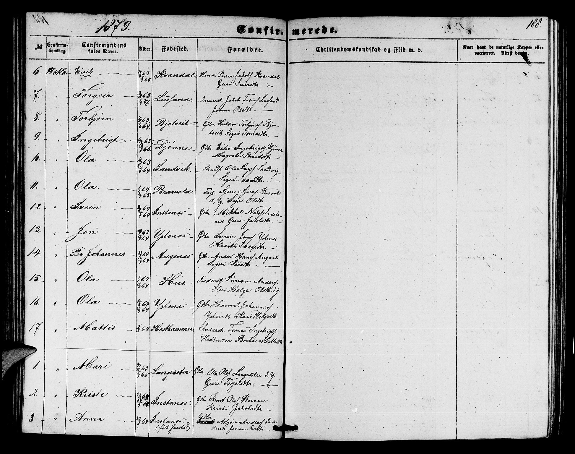 Ullensvang sokneprestembete, AV/SAB-A-78701/H/Hab: Klokkerbok nr. E 6, 1857-1886, s. 188