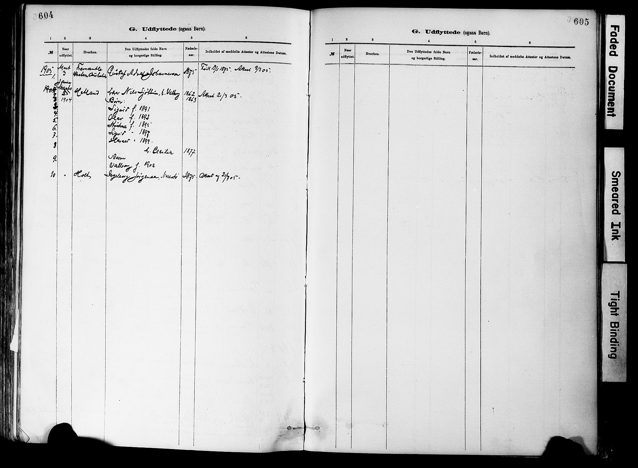Dypvåg sokneprestkontor, SAK/1111-0007/F/Fa/Fab/L0001: Ministerialbok nr. A 1, 1885-1912, s. 604-605