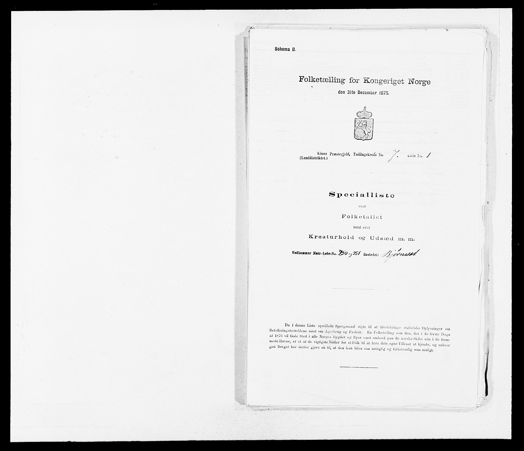 SAB, Folketelling 1875 for 1437L Kinn prestegjeld, Kinn sokn og Svanøy sokn, 1875, s. 649