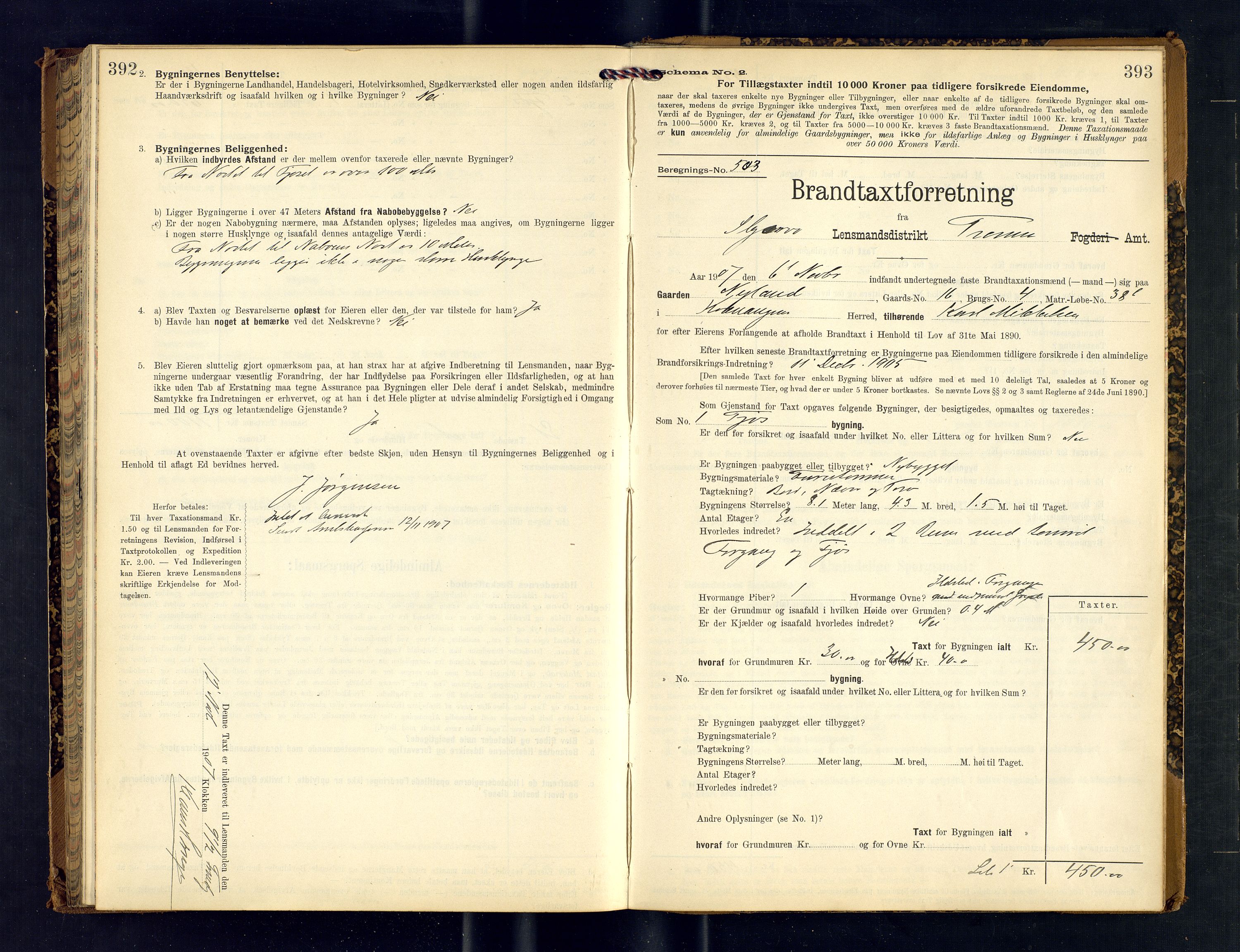 Skjervøy lensmannskontor, SATØ/SATØ-63/F/Fu/Fub/L0245: Branntakstprotokoll (S), 1903-1907, s. 392-393