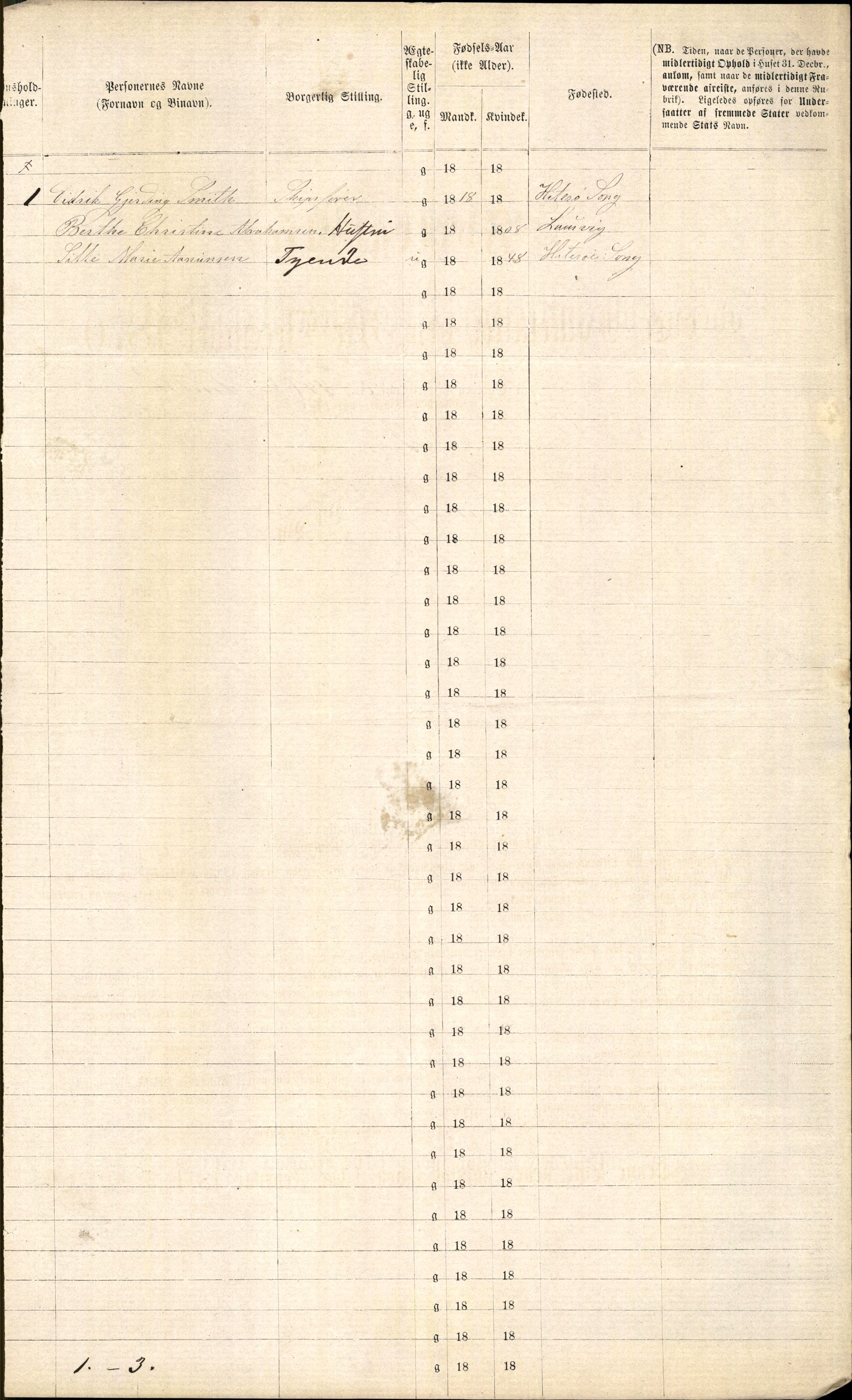 RA, Folketelling 1870 for 0707 Larvik kjøpstad, 1870, s. 92