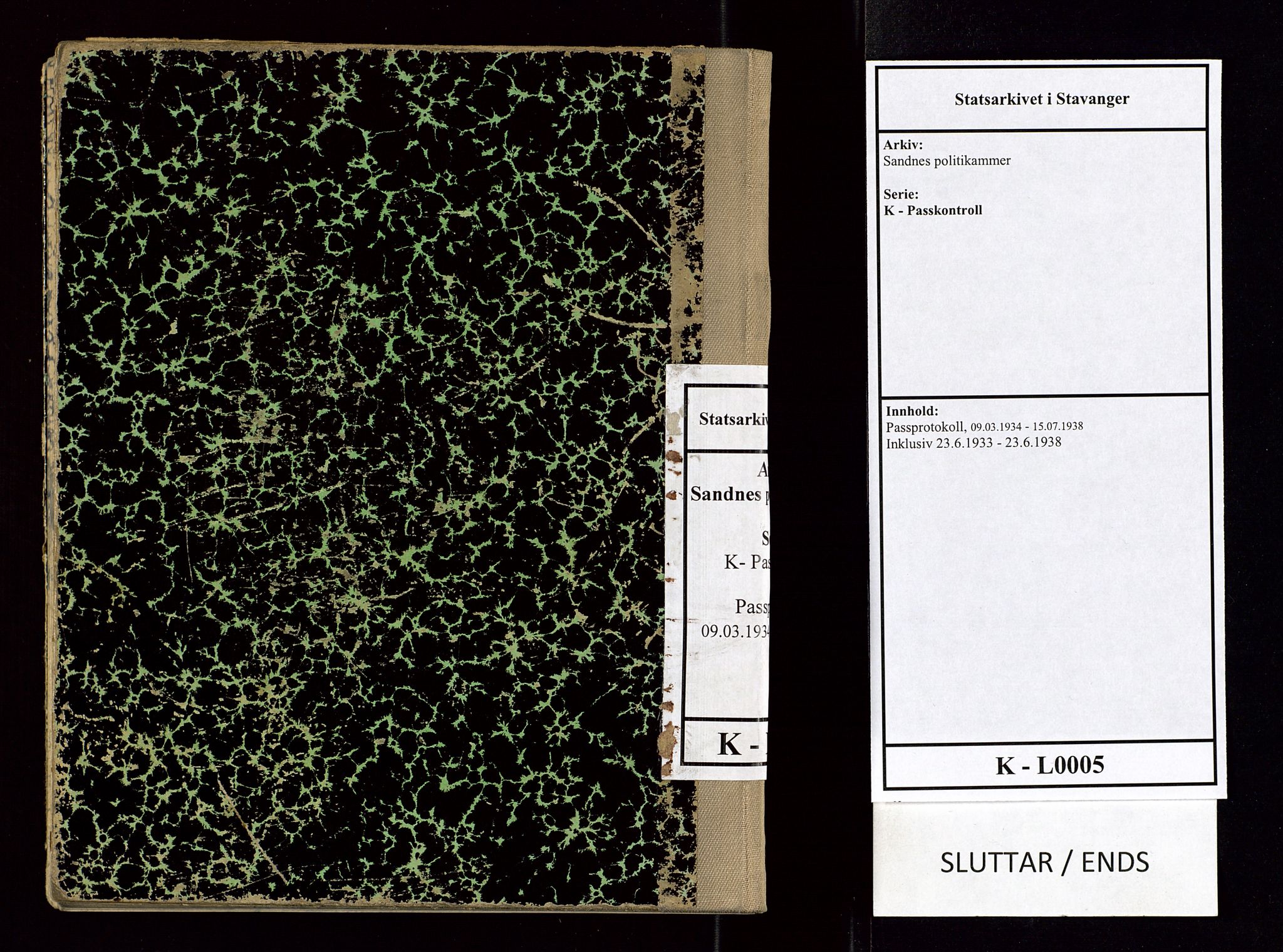 Sandnes politikammer, AV/SAST-A-100446/K/L0005: Passprotokoll, 1934-1938, s. 153