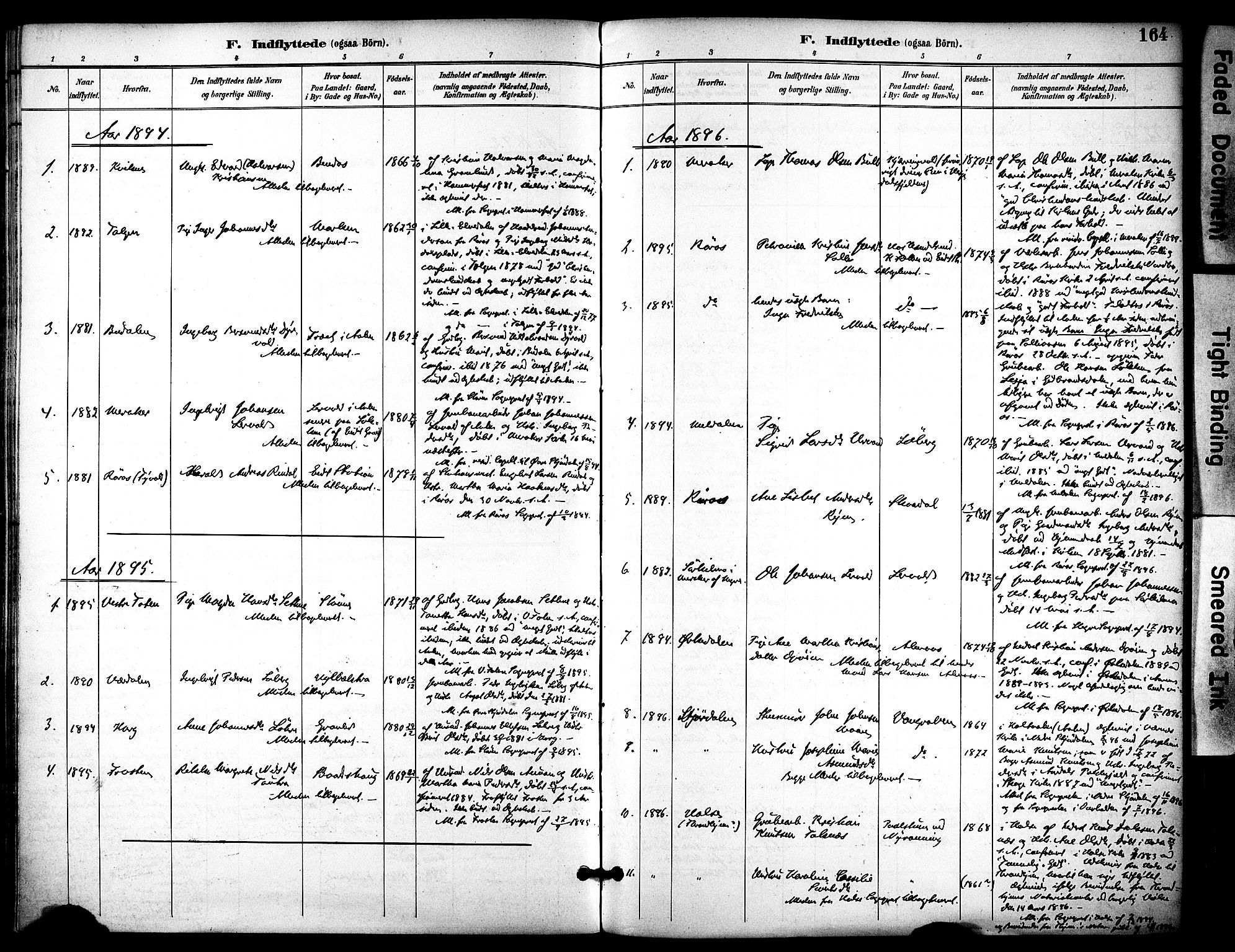 Ministerialprotokoller, klokkerbøker og fødselsregistre - Sør-Trøndelag, AV/SAT-A-1456/686/L0984: Ministerialbok nr. 686A02, 1891-1906, s. 164
