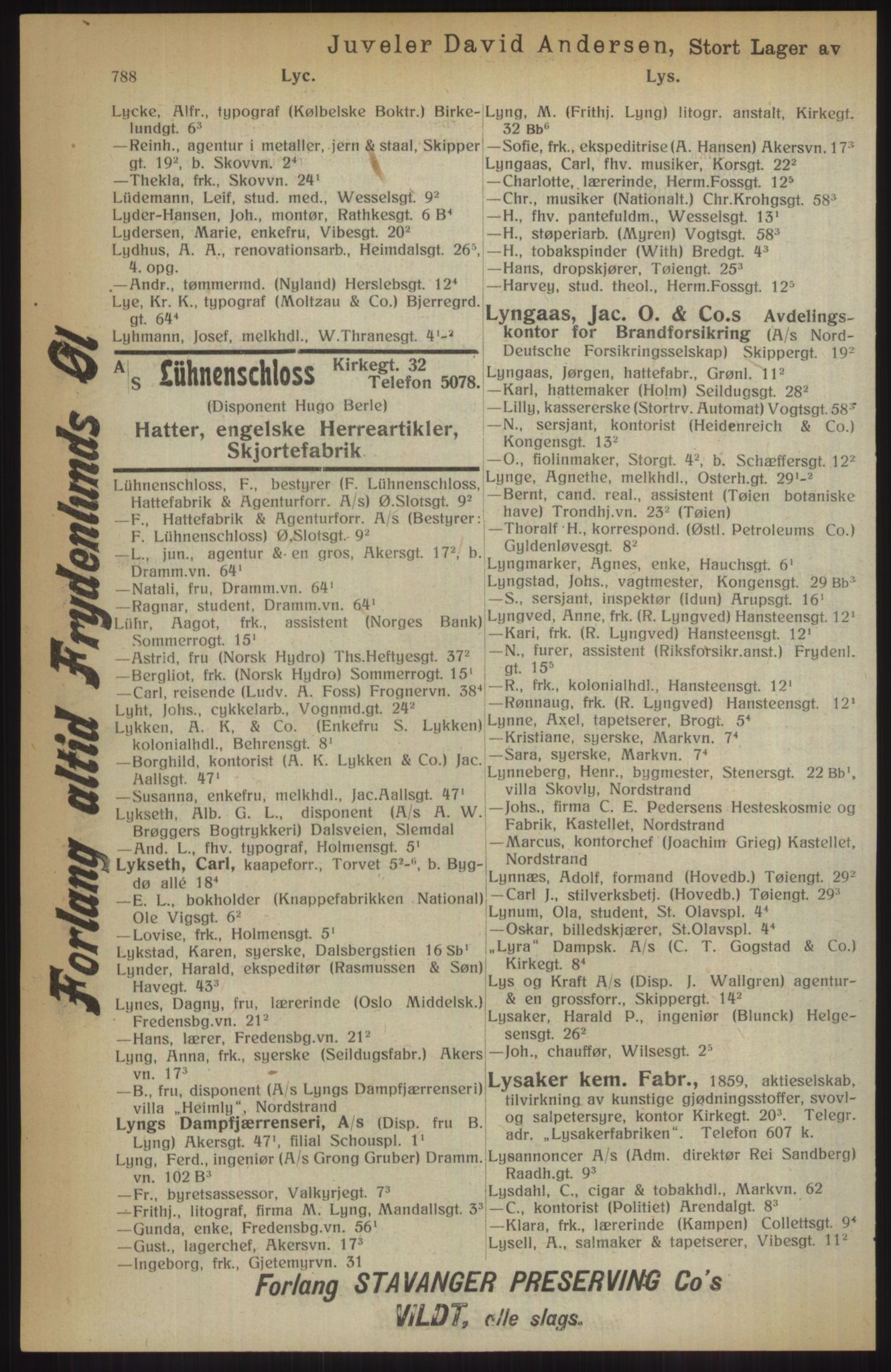 Kristiania/Oslo adressebok, PUBL/-, 1914, s. 788