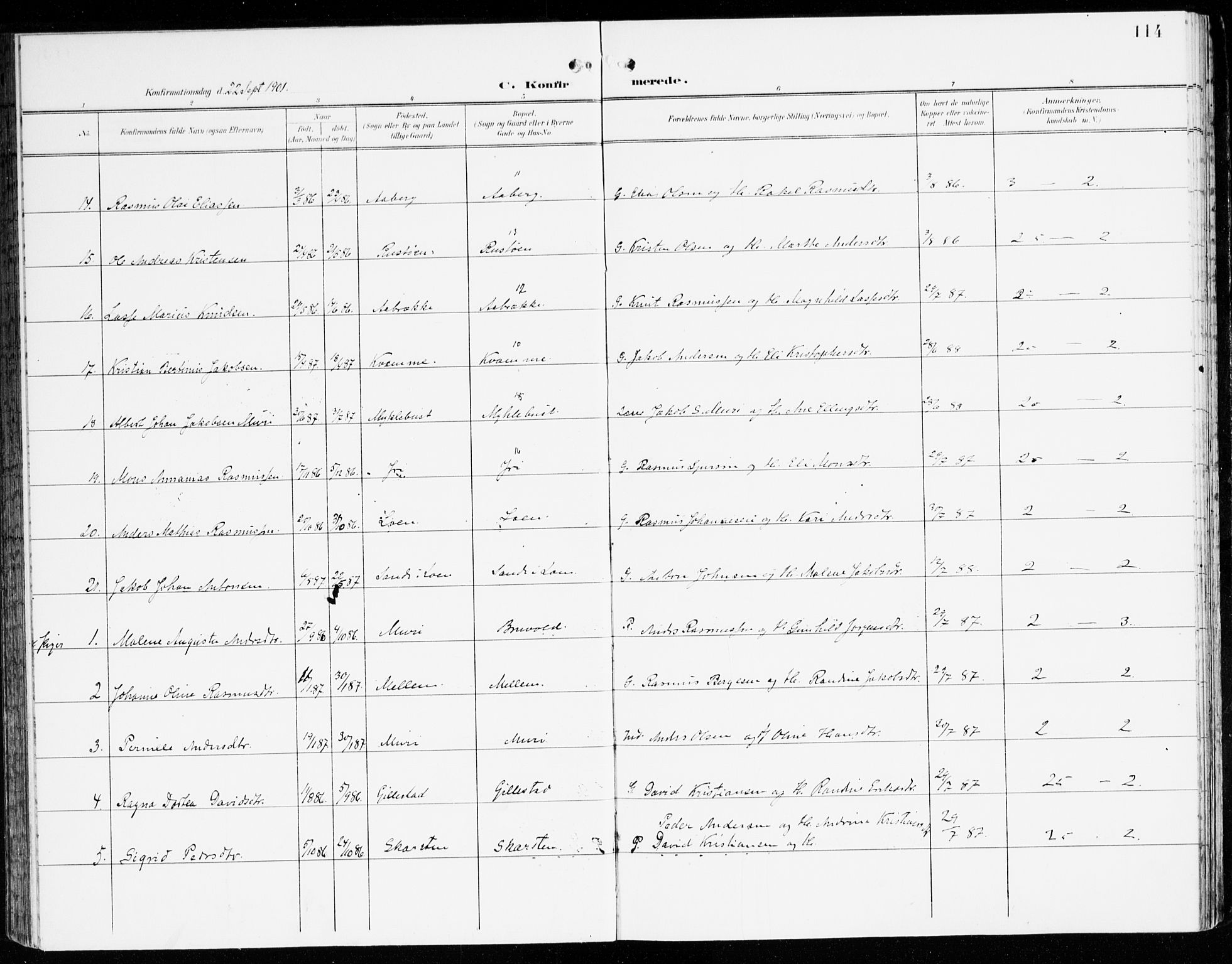 Innvik sokneprestembete, AV/SAB-A-80501: Ministerialbok nr. C 2, 1900-1920, s. 114