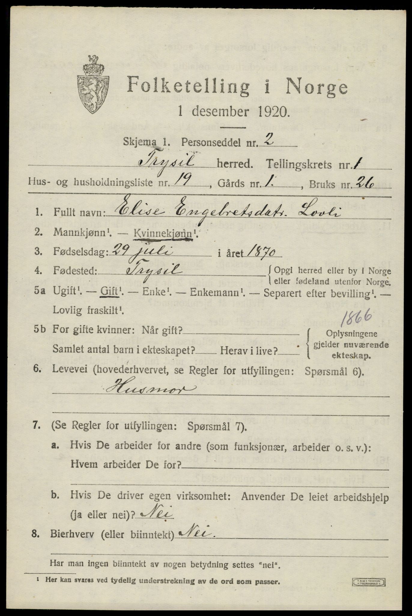 SAH, Folketelling 1920 for 0428 Trysil herred, 1920, s. 2777