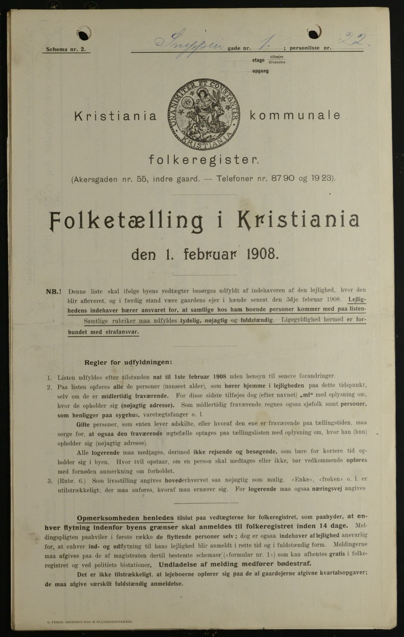 OBA, Kommunal folketelling 1.2.1908 for Kristiania kjøpstad, 1908, s. 88162