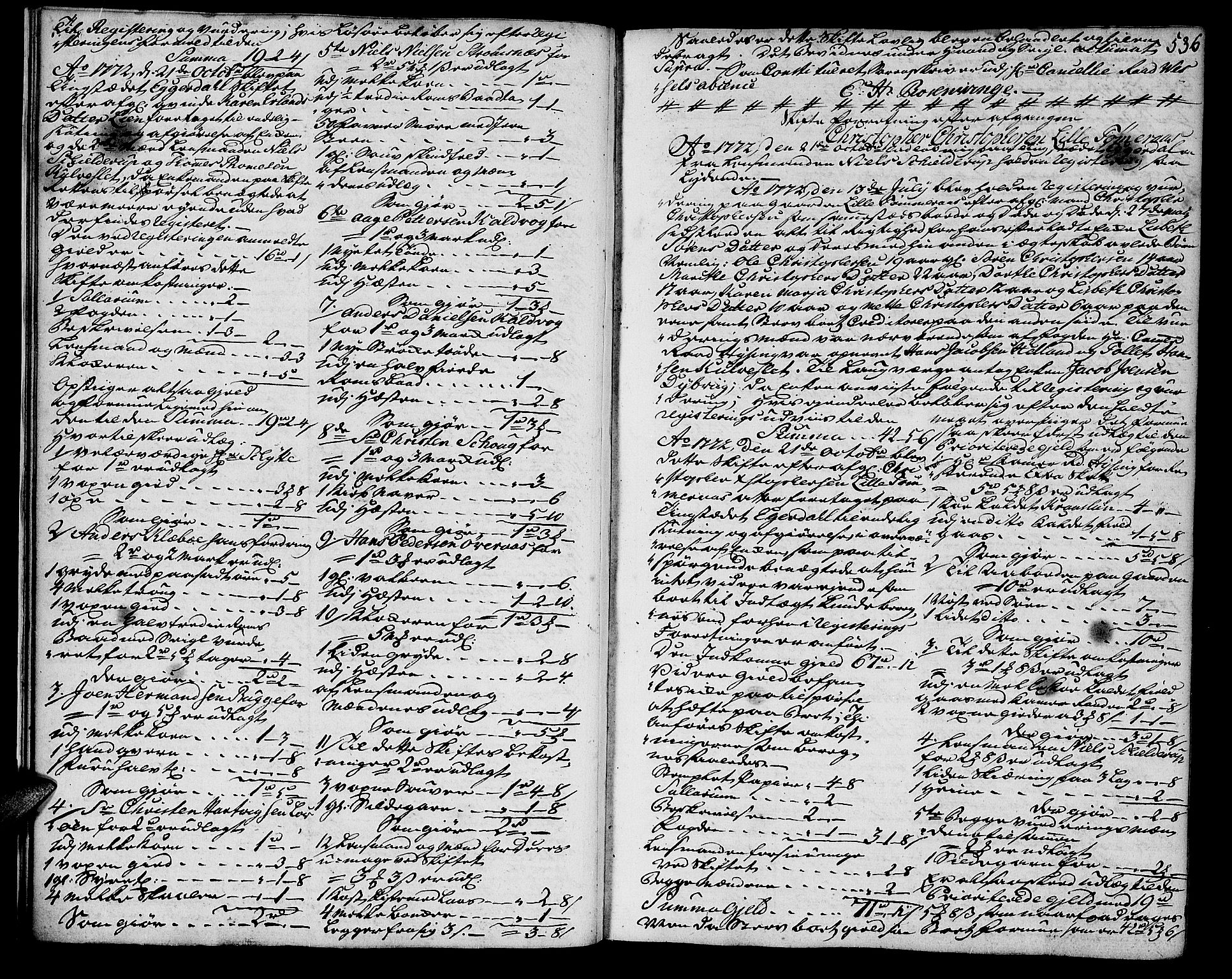 Salten sorenskriveri, AV/SAT-A-4578/1/3/3A/L0016: Skifteprotokoll 8c, 1772-1777, s. 535b-536a