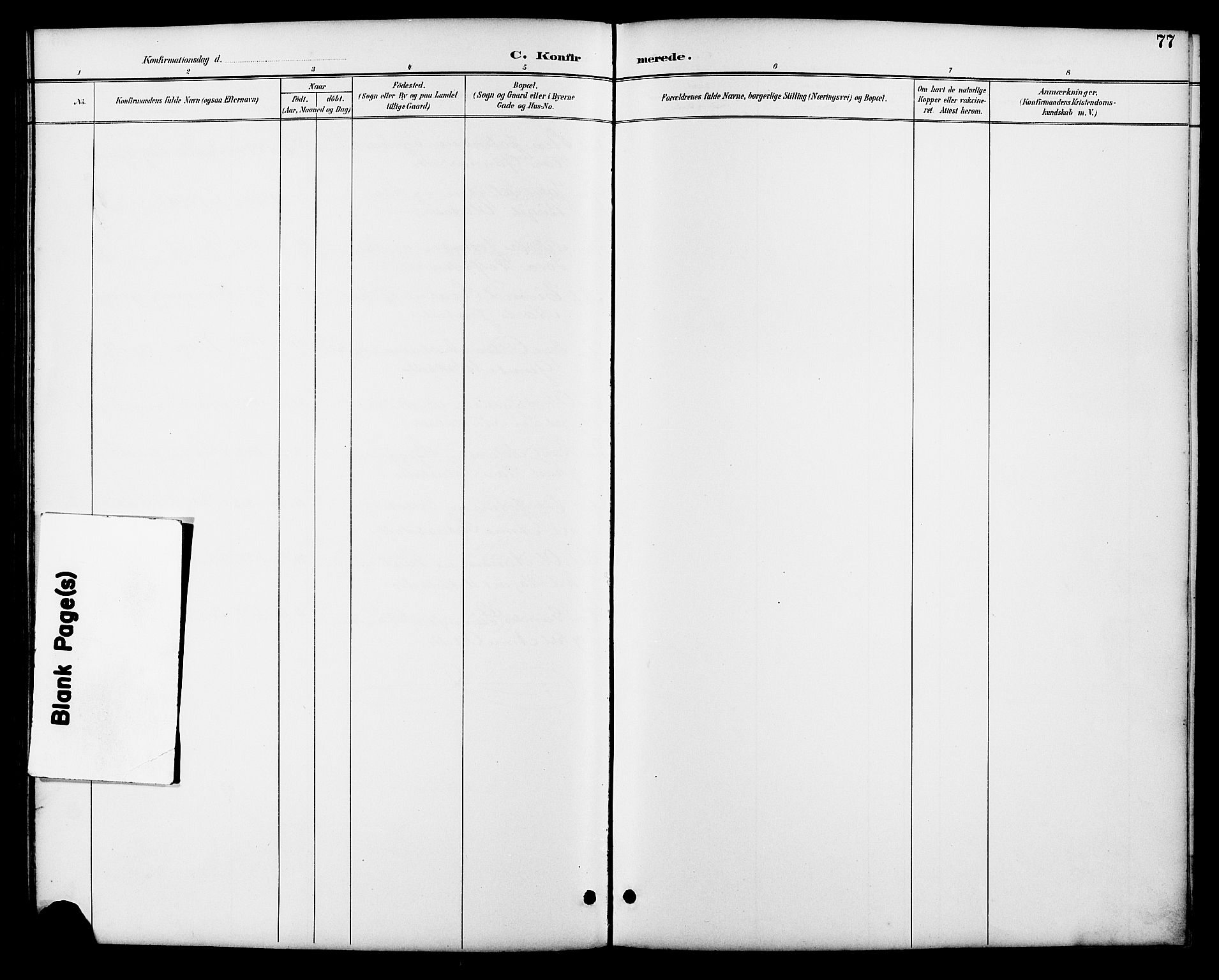 Åmli sokneprestkontor, SAK/1111-0050/F/Fb/Fbb/L0002: Klokkerbok nr. B 2, 1890-1905, s. 77