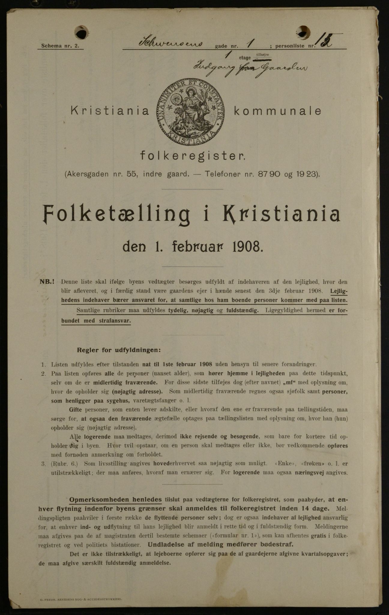 OBA, Kommunal folketelling 1.2.1908 for Kristiania kjøpstad, 1908, s. 83372