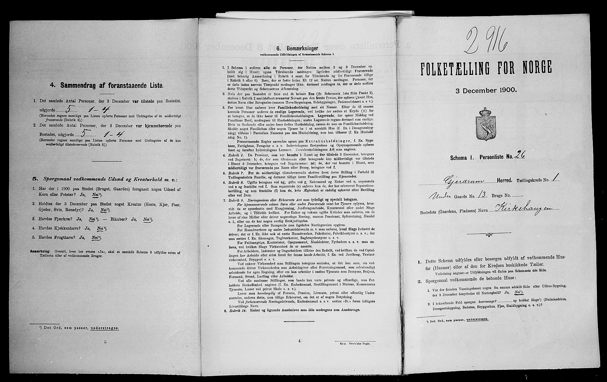 SAO, Folketelling 1900 for 0234 Gjerdrum herred, 1900