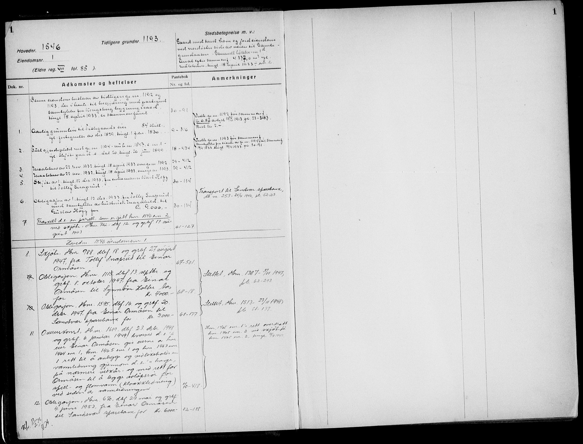 Numedal og Sandsvær sorenskriveri, AV/SAKO-A-128/G/Gb/Gbj/L0011: Panteregister nr. X 11, s. 1