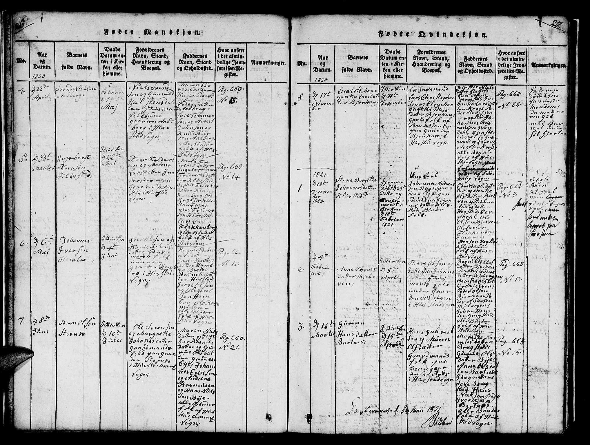 Ministerialprotokoller, klokkerbøker og fødselsregistre - Nord-Trøndelag, SAT/A-1458/732/L0317: Klokkerbok nr. 732C01, 1816-1881, s. 26-27