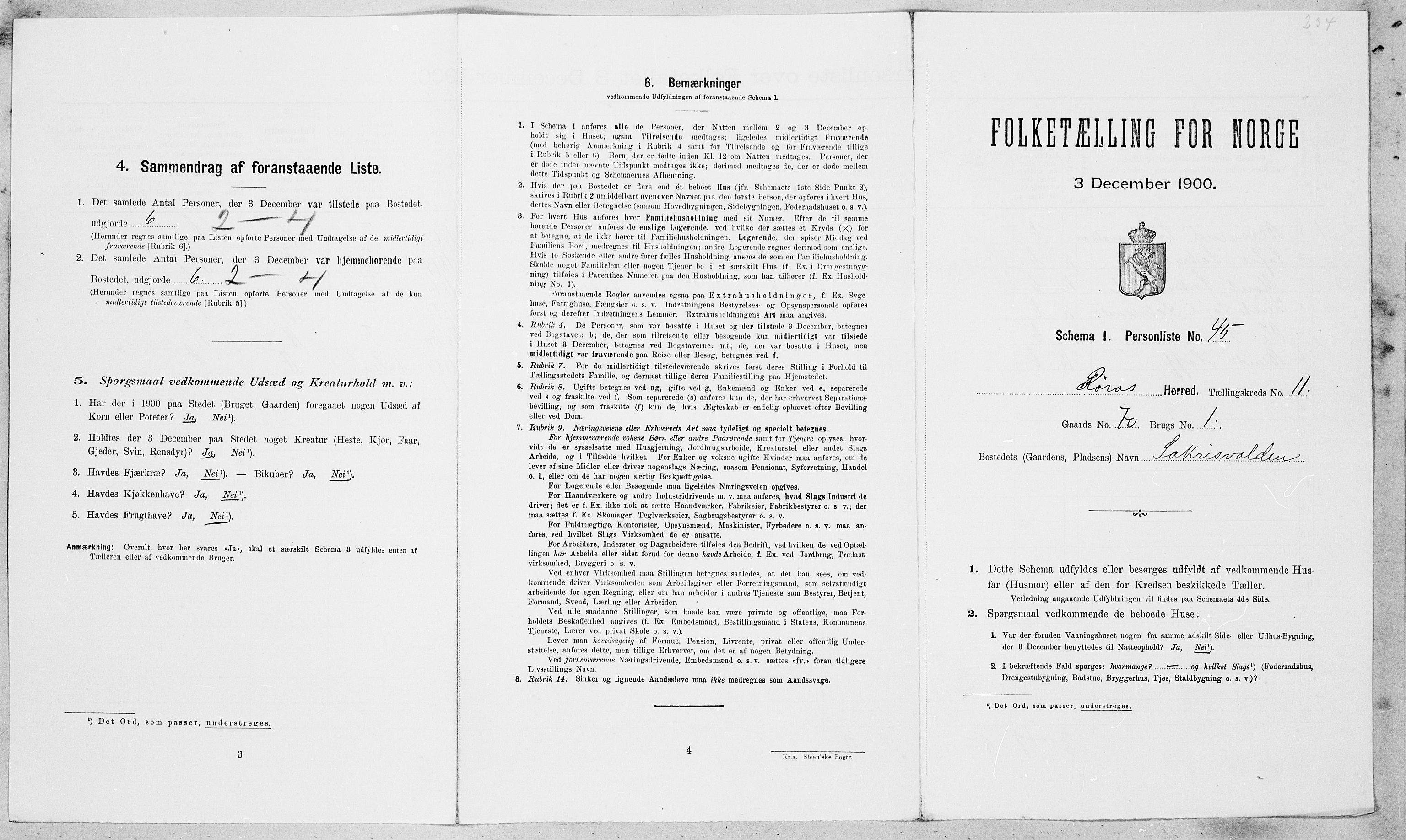 SAT, Folketelling 1900 for 1640 Røros herred, 1900, s. 1234