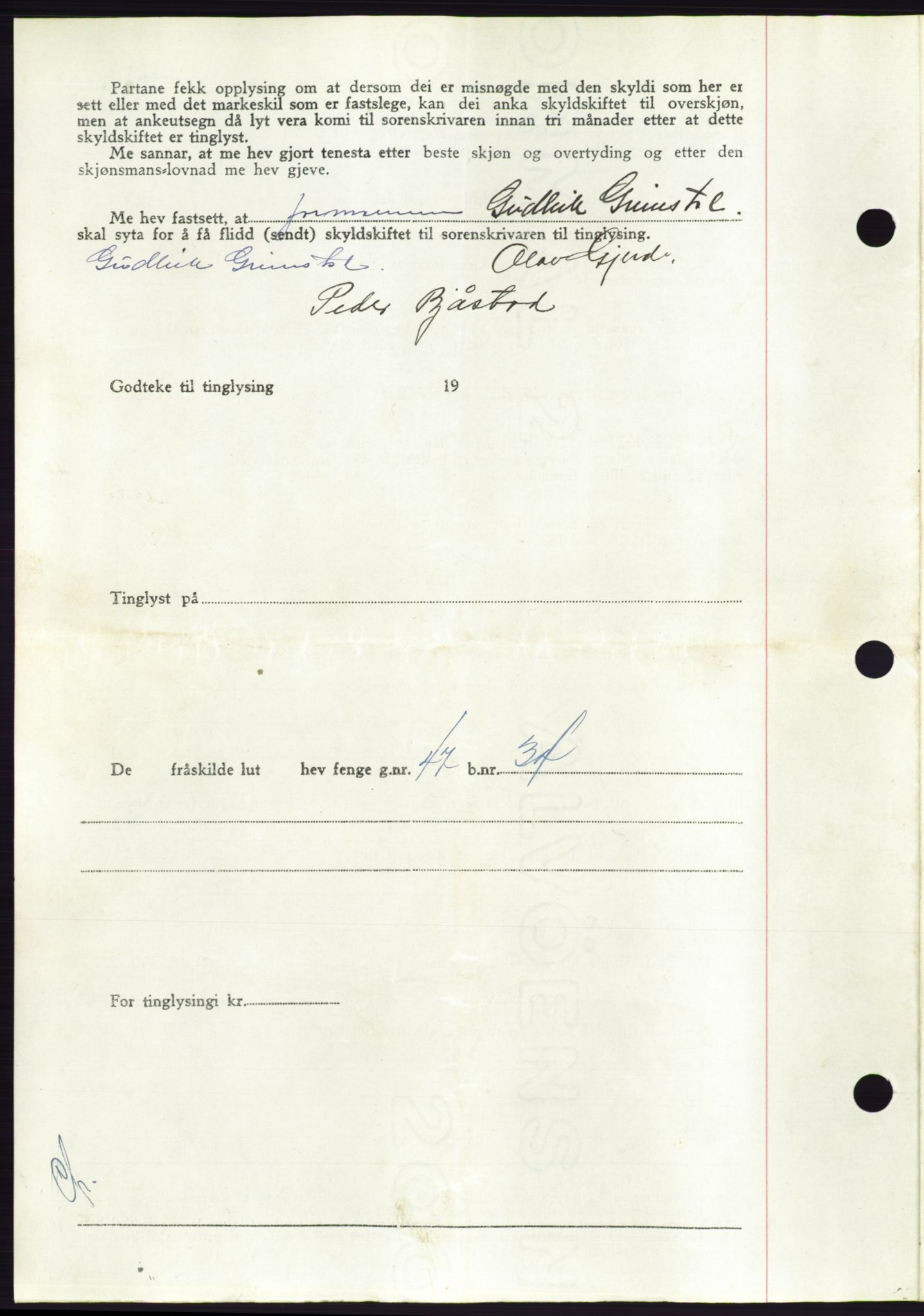 Søre Sunnmøre sorenskriveri, AV/SAT-A-4122/1/2/2C/L0085: Pantebok nr. 11A, 1949-1949, Dagboknr: 2218/1949