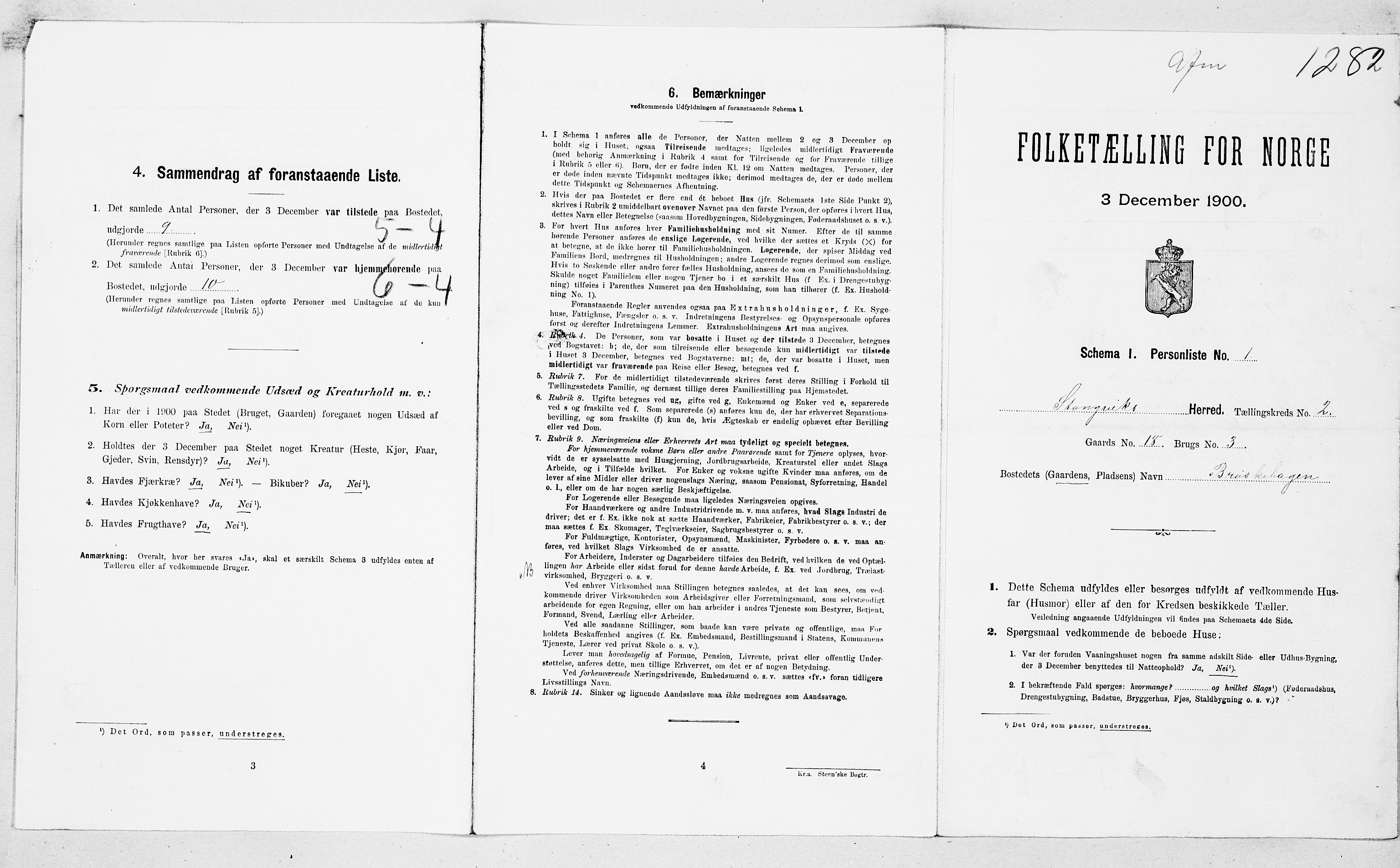 SAT, Folketelling 1900 for 1564 Stangvik herred, 1900, s. 128