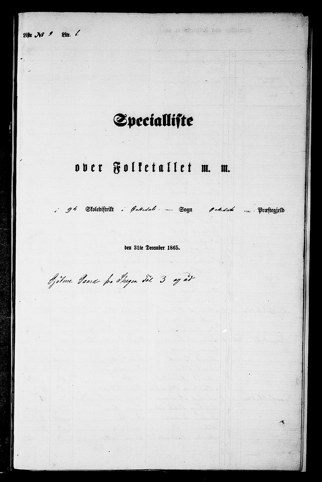RA, Folketelling 1865 for 1638P Orkdal prestegjeld, 1865, s. 267