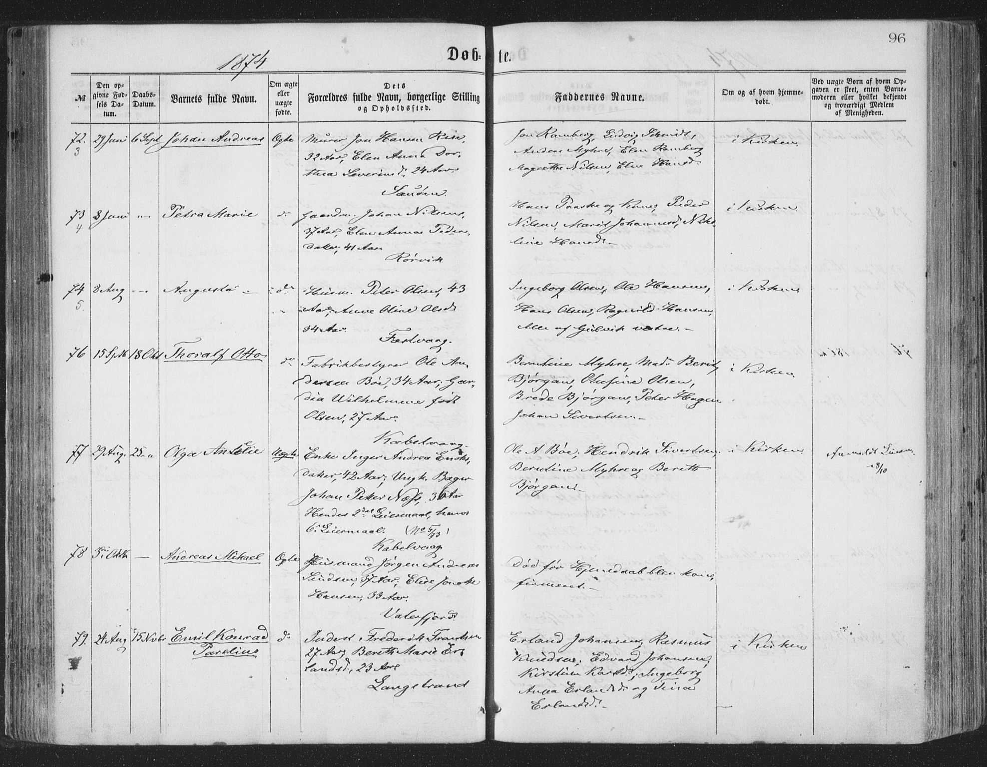 Ministerialprotokoller, klokkerbøker og fødselsregistre - Nordland, AV/SAT-A-1459/874/L1057: Ministerialbok nr. 874A01, 1866-1877, s. 96