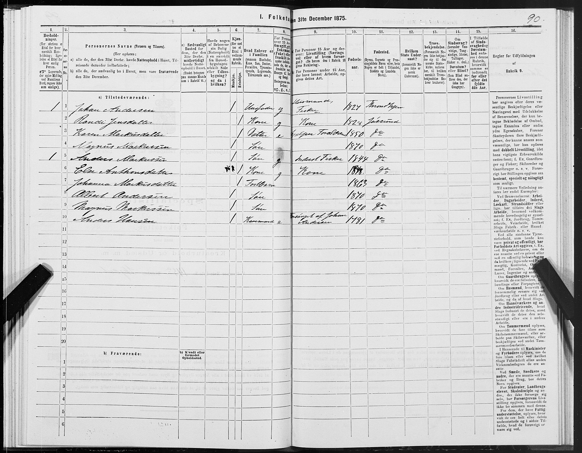 SAT, Folketelling 1875 for 1630P Aafjorden prestegjeld, 1875, s. 4090